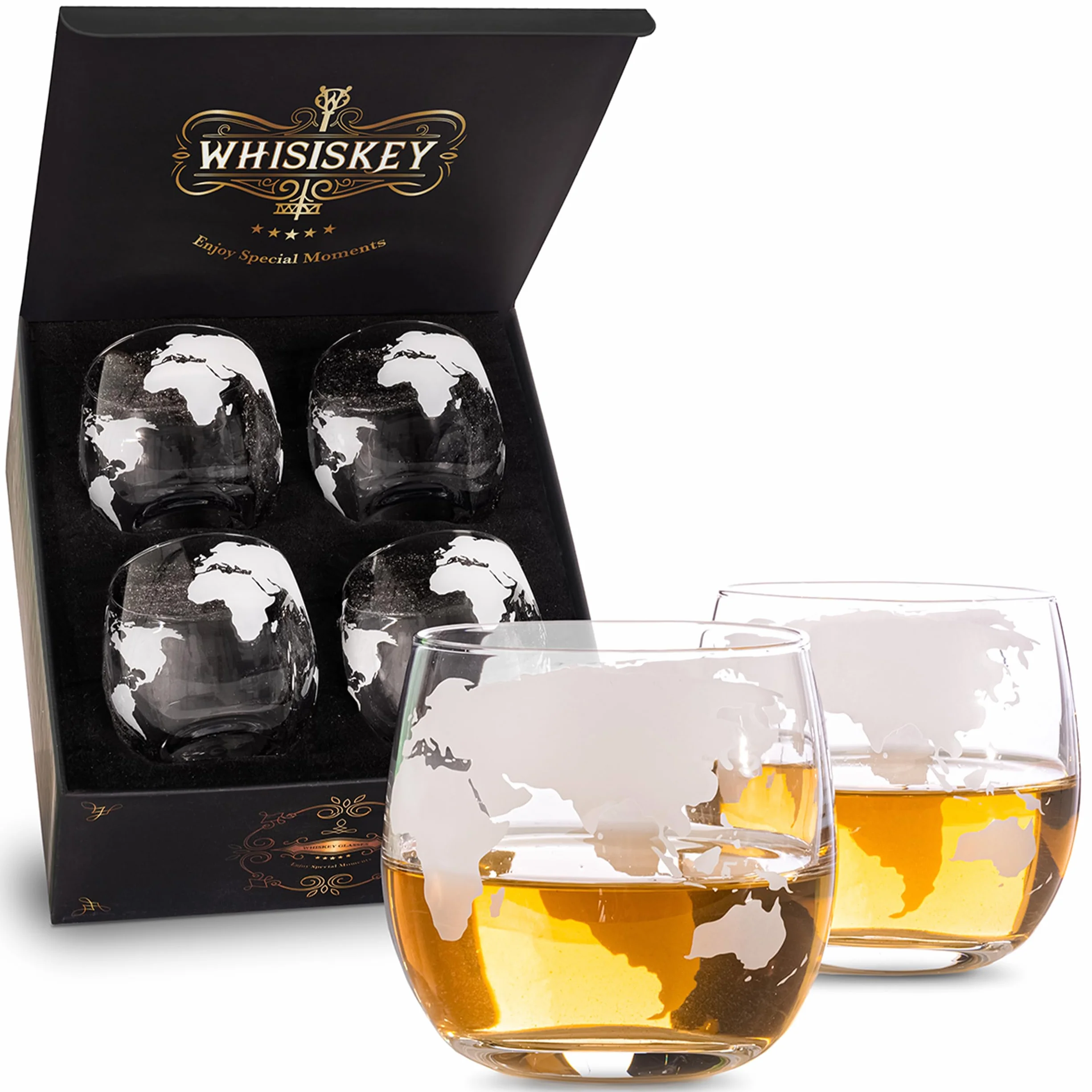WHISISKEY Zestaw Szklanki do Whisky 285ML - Prezentowy Pudełko Akcesoria