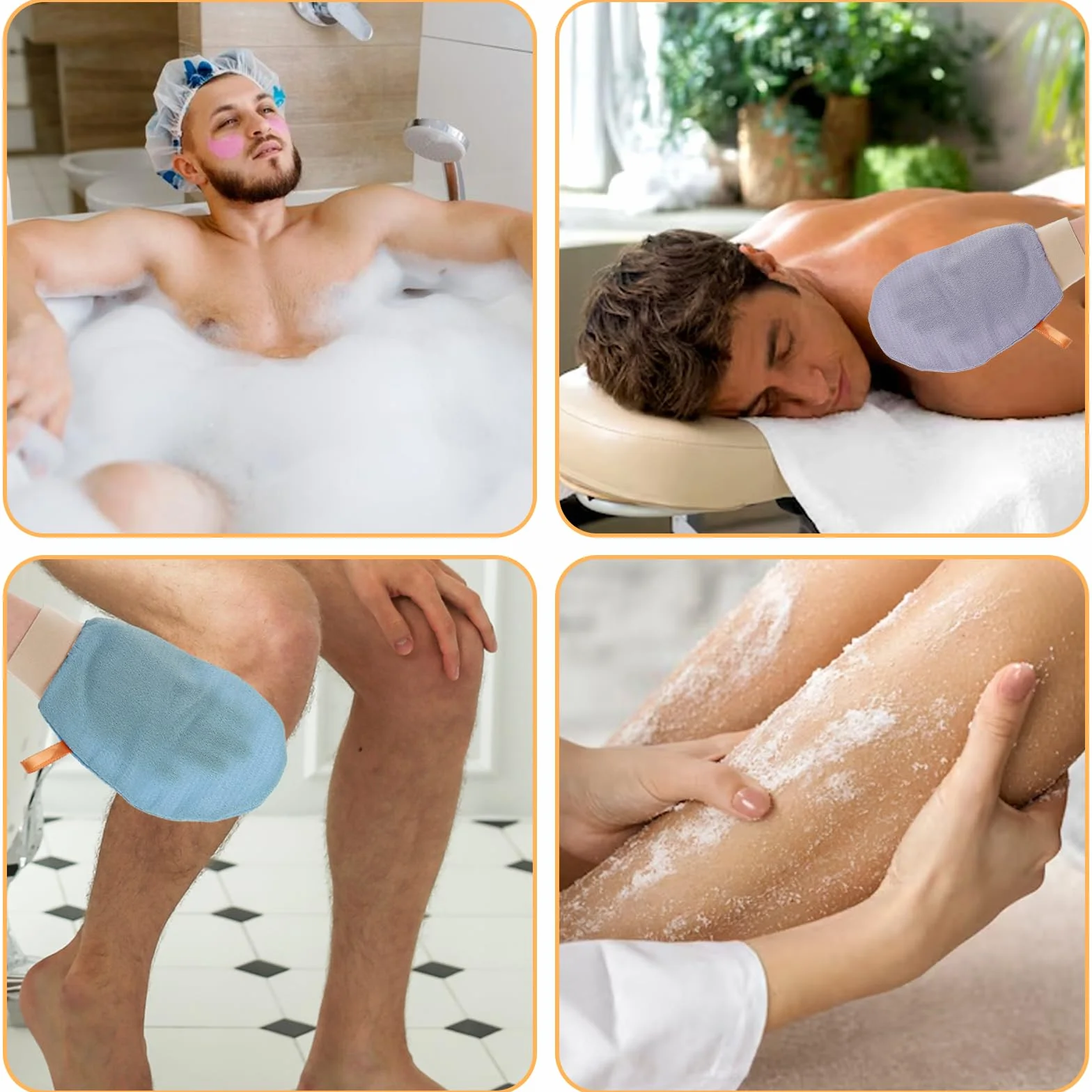 4 sztuki rękawic do peelingu hamam, rękawice do peelingu, unisex, rękawice do peelingu ciała, rękawice Kessa do wspomagania krążenia krwi i usuwania łupieżu, wielokolorowe