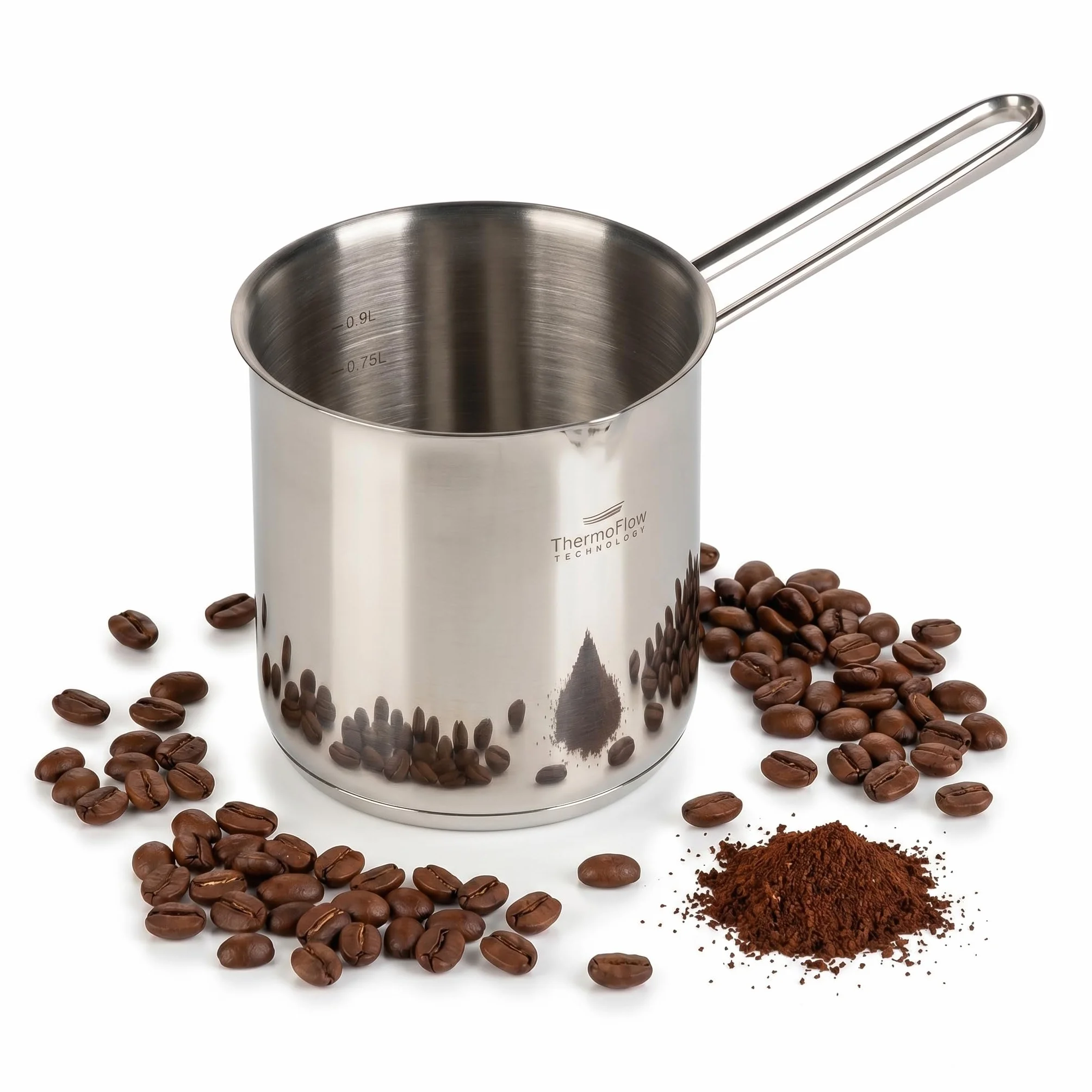 ROSMARINO dzbanek do kawy indukcyjny ze stali szlachetnej 900 ml - nowoczesna turecka kawa Cezve z 3-warstwowym dnem ze stali (900ml)
