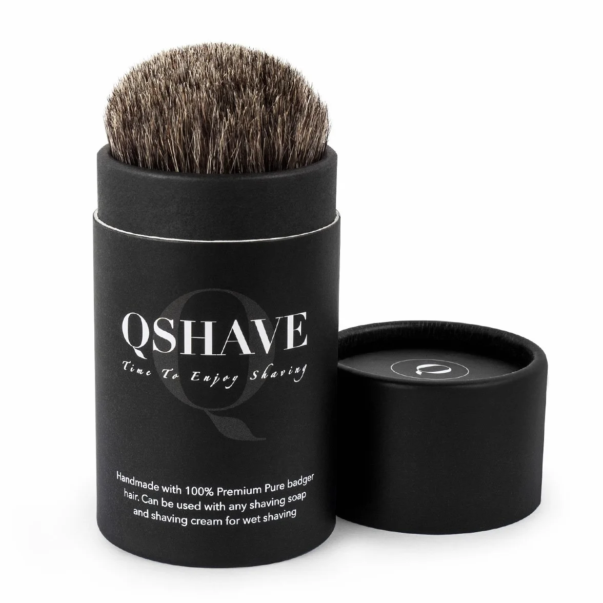 QSHAVE 100% najlepsza oryginalna szczotka do golenia z czystego włosia borsuka ręcznie wykonana. Podstawa z prawdziwego drewna. Idealna do golenia na mokro, maszynka bezpieczeństwa, maszynka do