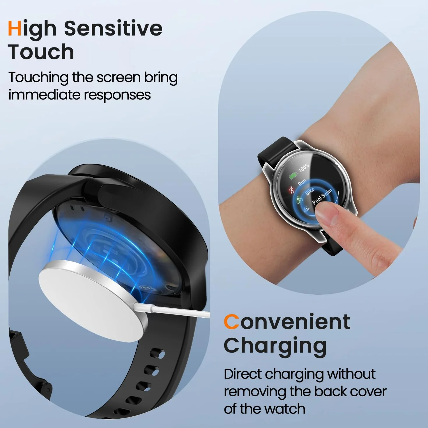 iVoler 3 sztuki etui z folią ochronną do Garmin Venu, pełne pokrycie, odporne na uderzenia i zarysowania, ultracienkie, miękkie etui ochronne z termoplastycznego poliuretanu (TPU), 2 przezroczyste + 1