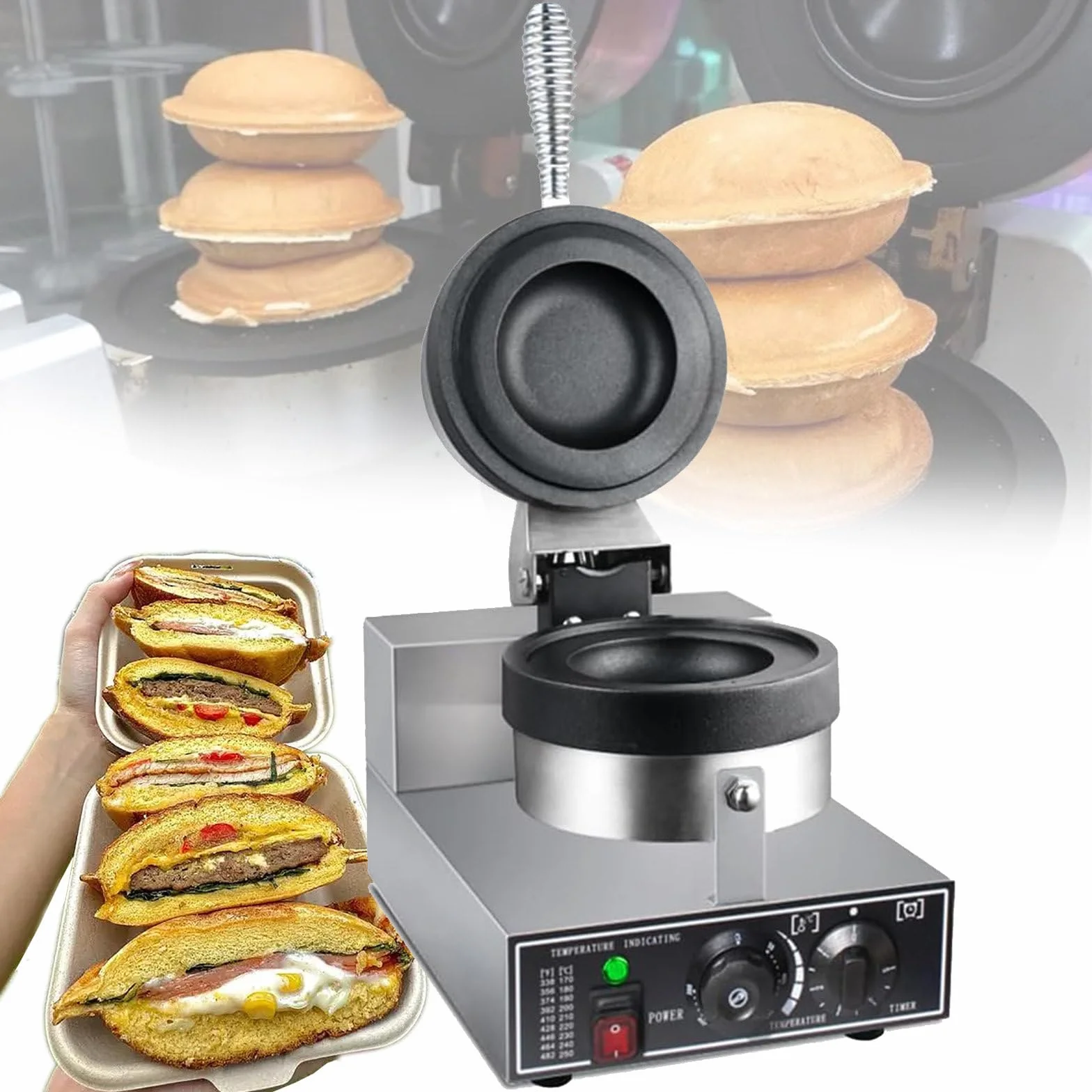 Elektryczna Prasa do Burgerów 50-300℃ Dwustronne Ogrzewanie Maszyna do Lodów Burgerowych