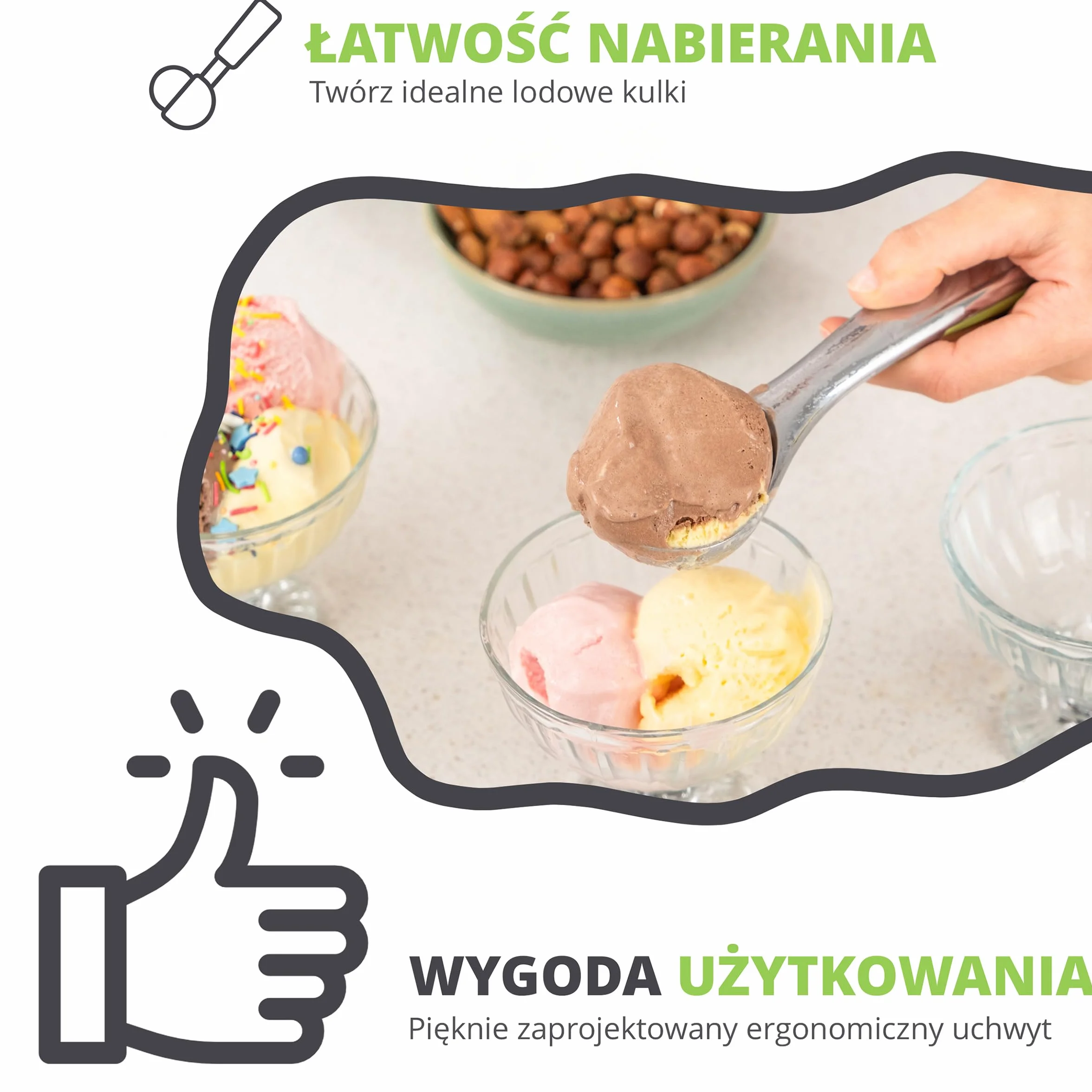 Gałkownica do Lodów ze Stali Nierdzewnej – Ergonomiczny Uchwyt