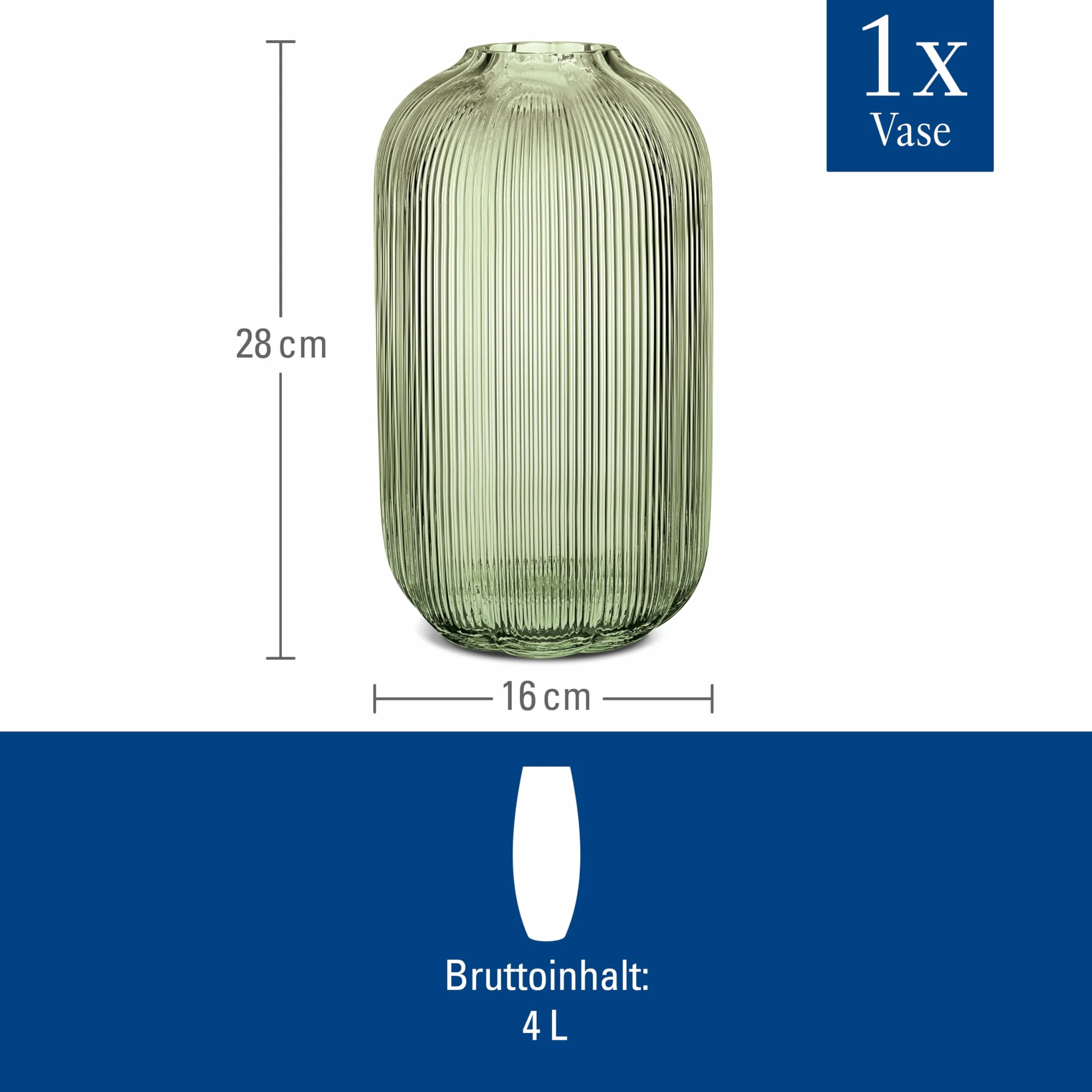 Villeroy & Boch Fleur Vert wazon 28 cm z ręcznie dmuchanego szkła zielony