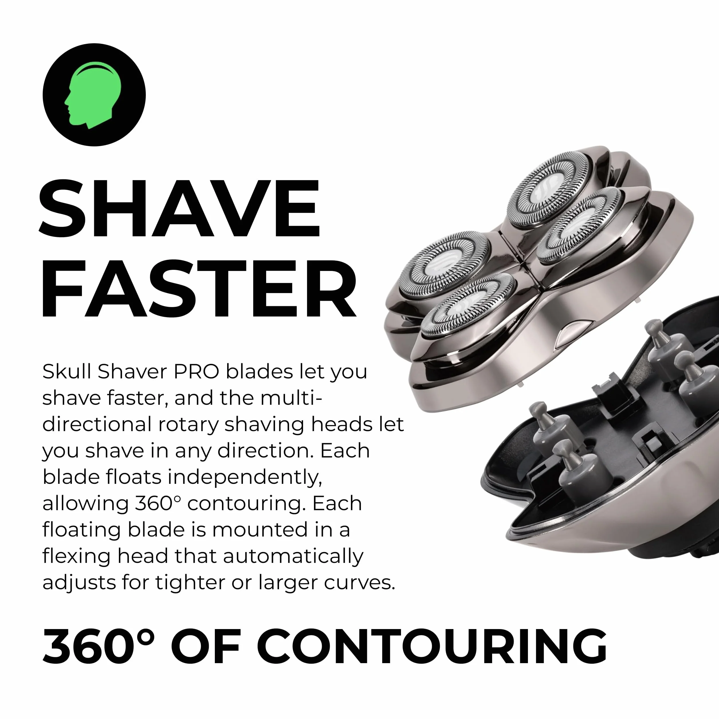 Skull Shaver Forte PRO 4-głowicowe wymienne ostrze – do golarek do pocałunków pitbull, dłoni i motyla, pielęgnacja brody, golenie ciała i łysienia główki