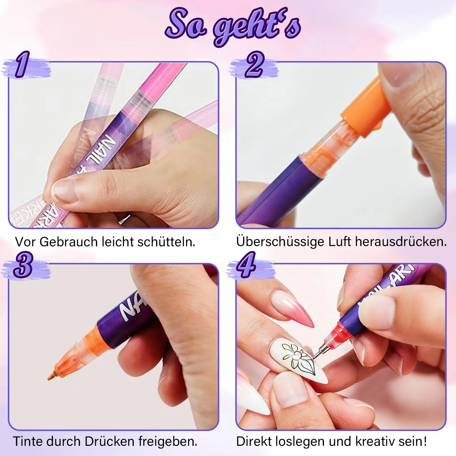 Zestaw 12 kolorowych pisaków do paznokci, 3D Nail Art Pen szybkoschnące pisaki do paznokci, wodoodporne, "zrób to sam" do malowania paznokci, graffiti, pędzelek do zdobienia paznokci, piękna