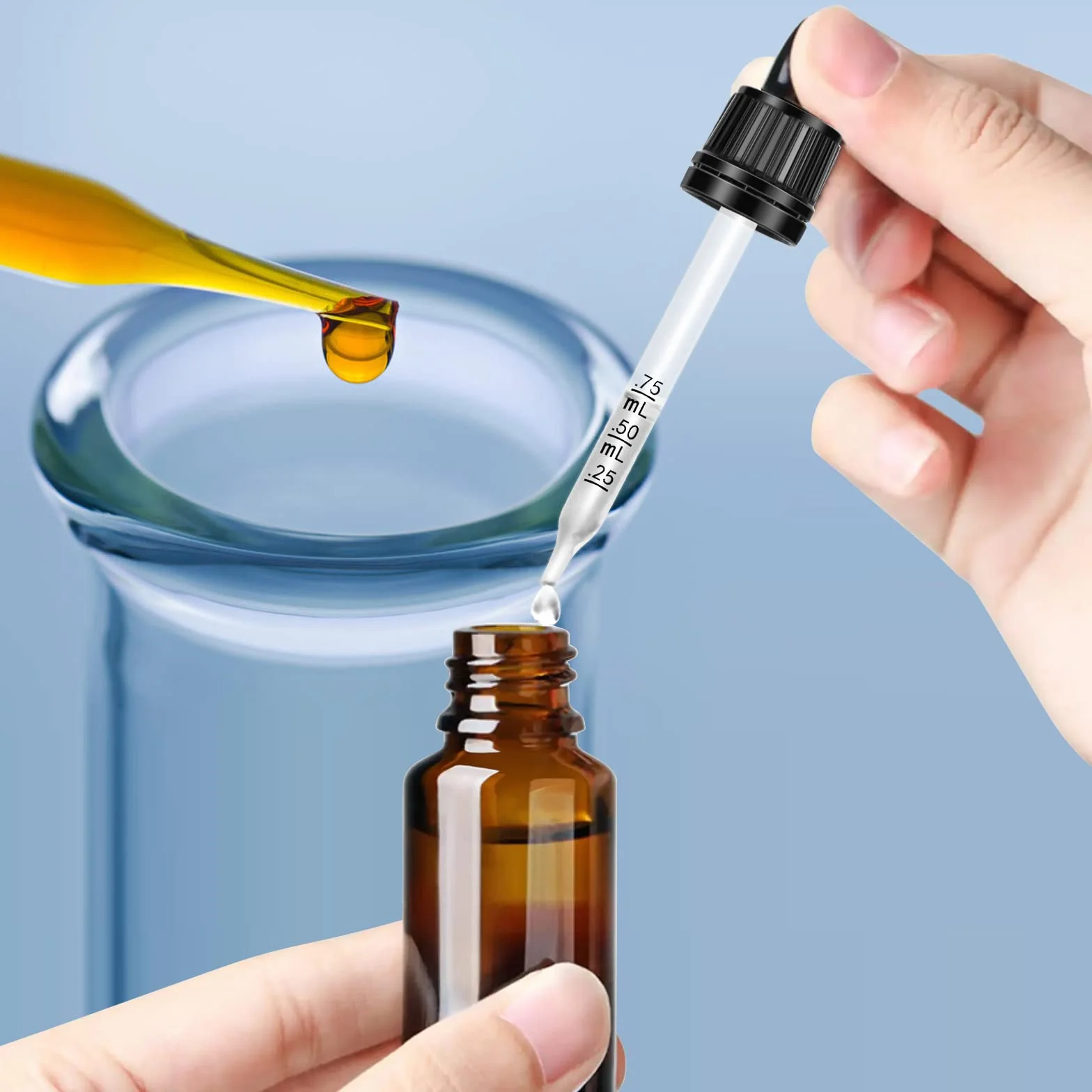 Nuts OT nuts Amber szklana butelka z zakraplaczem 10 ml butelki z pipetą 6 sztuk szklany zakraplacz i 5 akcesoriów pomocniczych do masażu olejków eterycznych zapach aromaterapia laboratoryjna