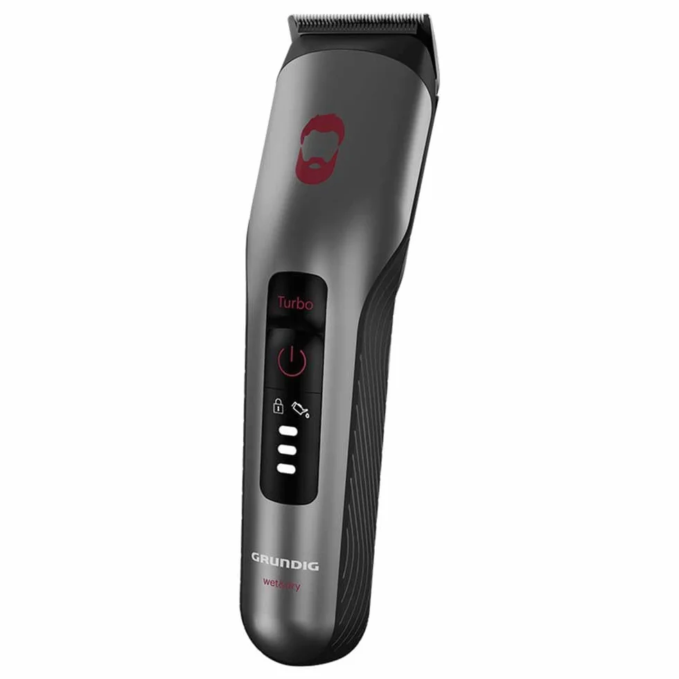 GRUNDIG ProClub MC 8030 maszynka do strzyżenia włosów i brody, z czujnikiem BeardCare, technologia Titanium Blades, 2 grzebienie do cięcia o różnych długościach, długi czas pracy, na mokro i sucho,