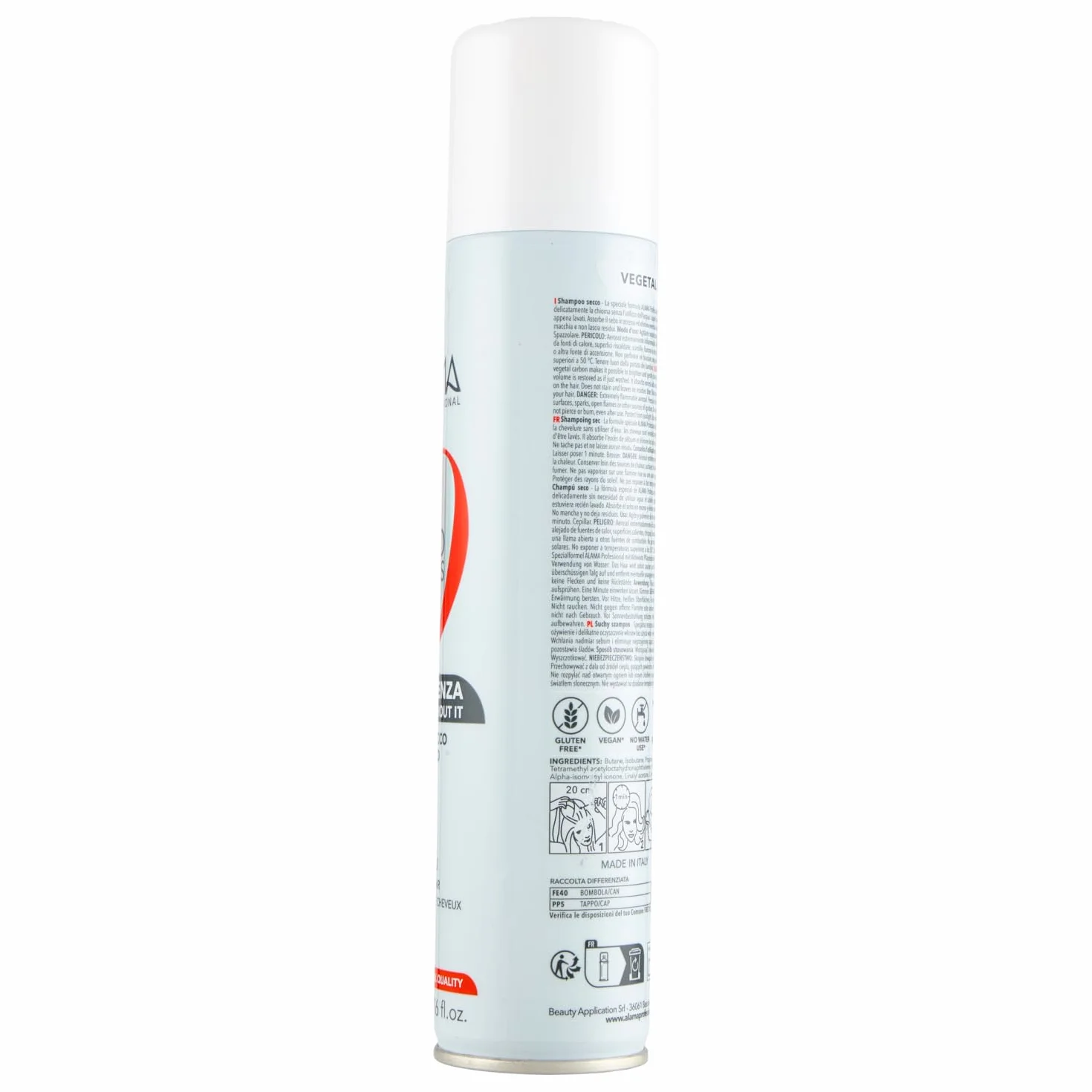 Alama Professional Zero Stress suchy oczyszczający szampon i detoks z aktywnym węglem roślinnym do natychmiastowego czyszczenia bez użycia wody, 90% naturalnych składników, 200 ml