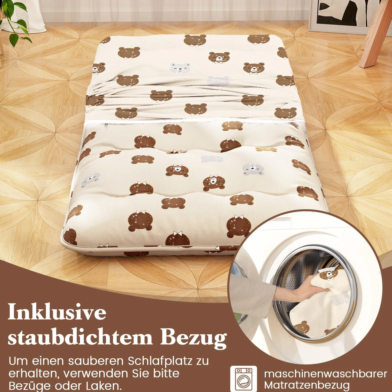 COSTWAY Japoński materac futon składany 90x200 cm z poszewką do prania