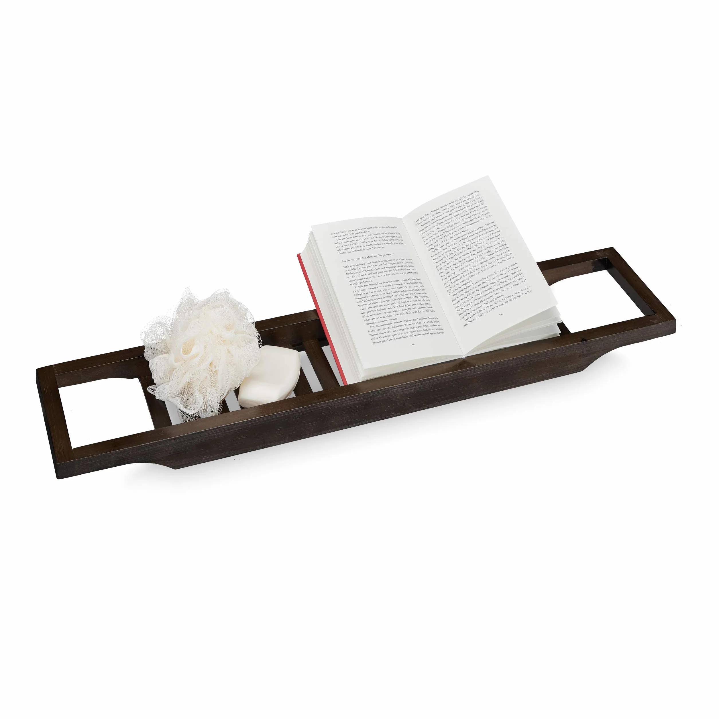 Relaxdays Bambusowa półka na wannę 70 cm deska do zawieszenia ciemnobrązowa