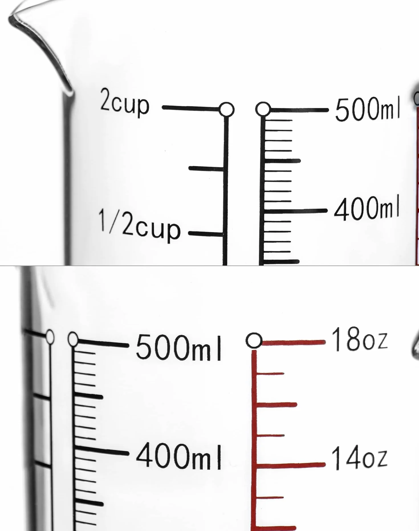 QWORK 500ml Szkło borokrzemowe Miara z bambusową pokrywką, odporne na temperaturę, mikrofalowa, piekarnik