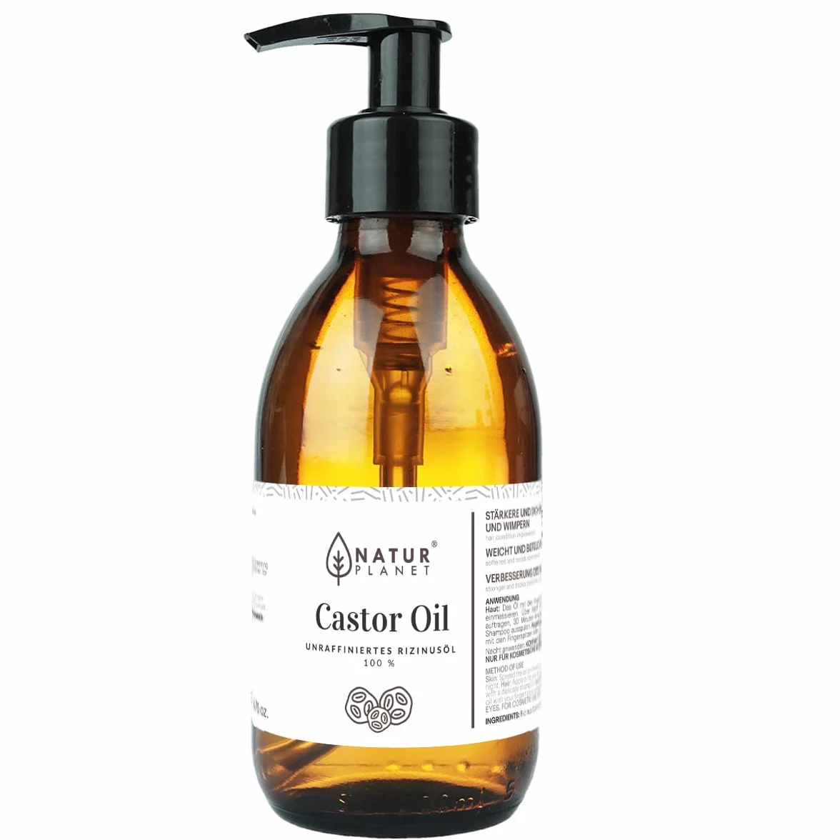 Natur Planet Castor Oil Olej Rycynowy 100% Naturalny Nierafinowany Tłoczony na Zimno Do Skóry Włosów
