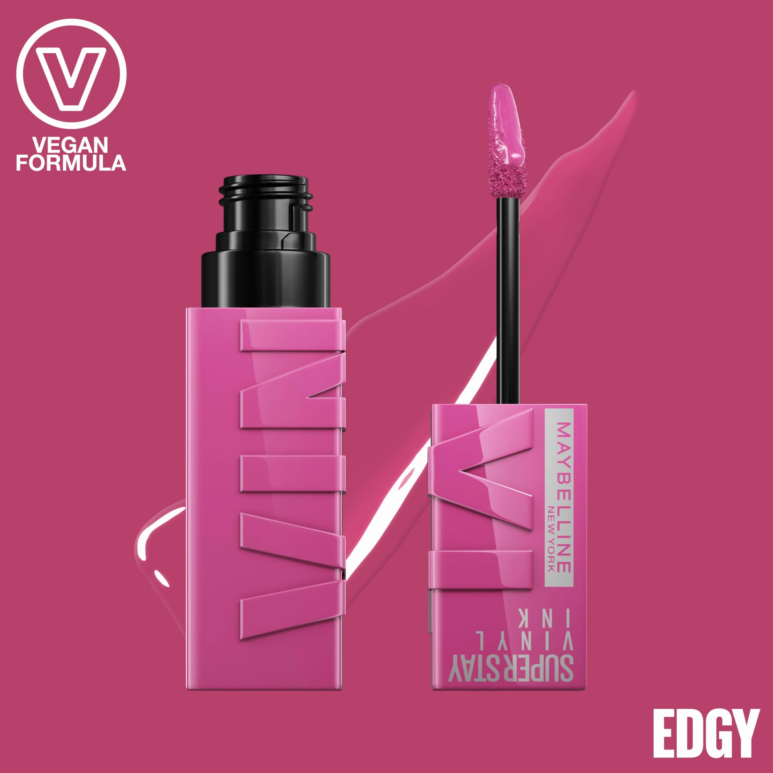 Maybelline New-York - Pomadka w płynie - Efekt błyszczącego winylu - Długotrwała - SuperStay Vinyl Ink Pink - Odcień : Edgy (165)