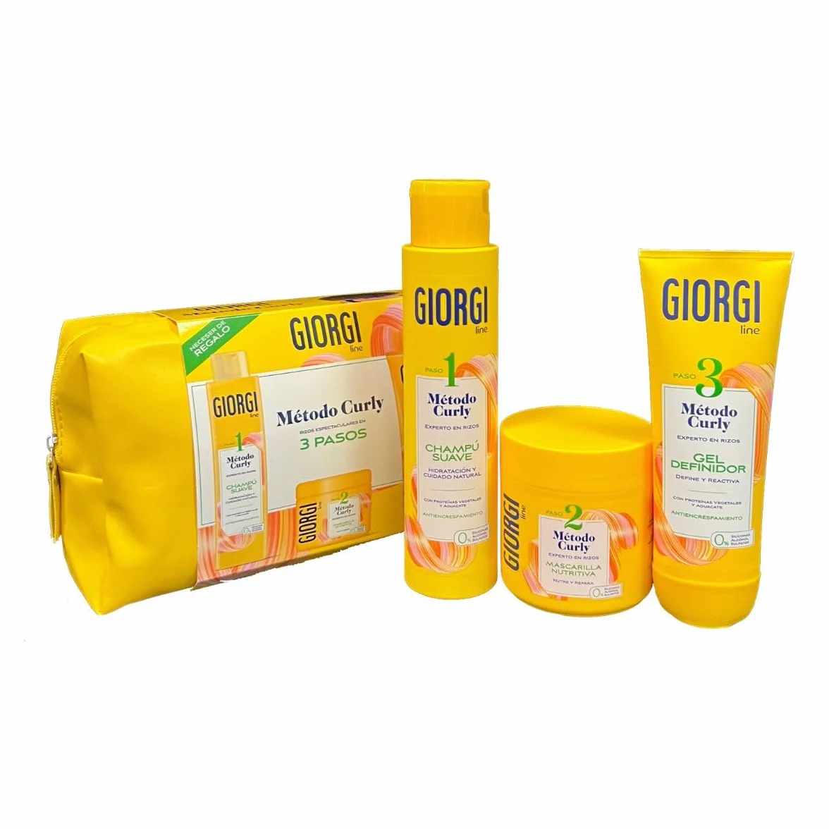 GIORGI Line - Zestaw startowy do metody Curly w 3 krokach | Zestaw upominkowy dla Spektakularne Loki, 0% Alkohol, 0% Silikony, 0% Siarczany, Z Białkiem Roślinnym i Awokado - 950 ml