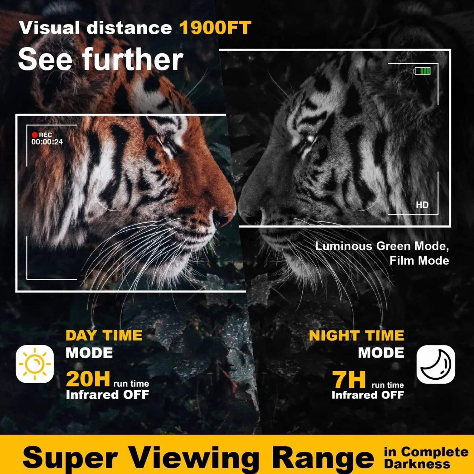 Night Vision Goggles, Noktowizor na podczerwień HD 10X Zoom obiektywu 4X Zoom cyfrowy Noktowizor na zewnątrz 1080P Cały czarny 600m Materiały myśliwskie