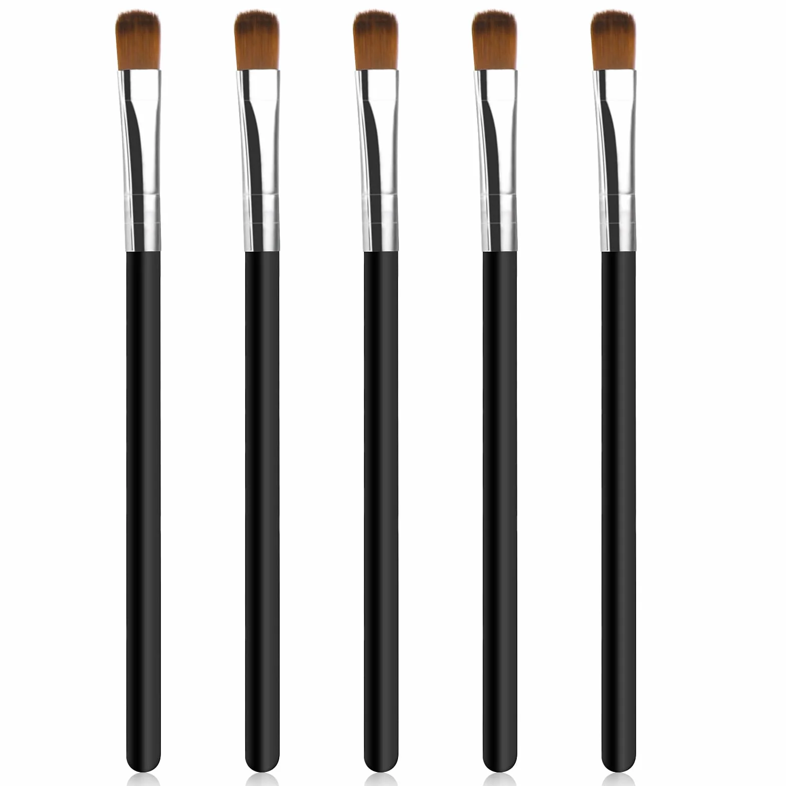 WLLHYF 5 sztuk Zestaw pędzli do brwi Eyeliner Pędzle do makijażu oczu Profesjonalny Ultra cienki cień do powiek Miękkie włosie Pędzle Narzędzia do cieni do powiek dla kobiet Dziewczyn