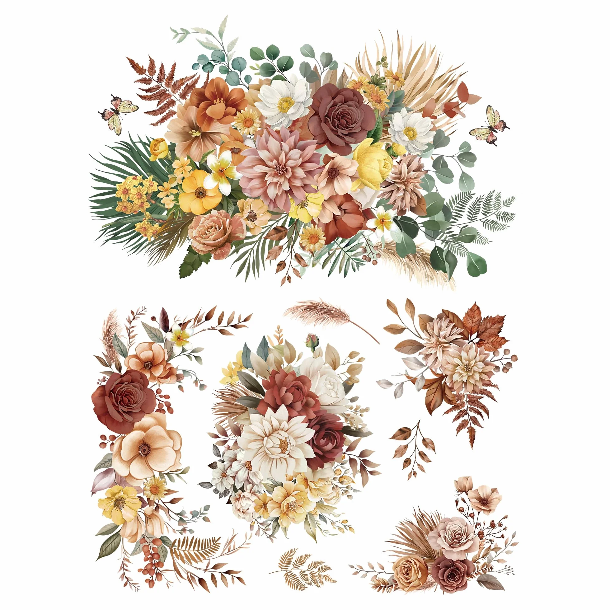 Joeyan Boho Transfery i naklejki do szorowania mebli DIY 43 x 30 cm x 2