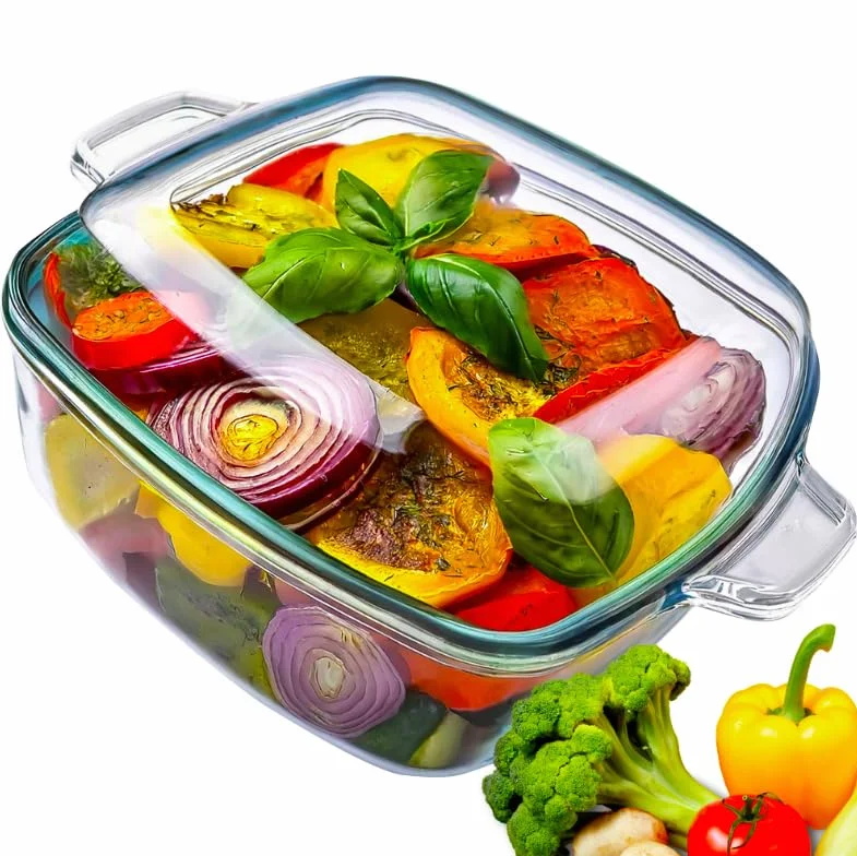 OMAGO Naczynie żaroodporne szklane 3,4L do zapiekania lasagne