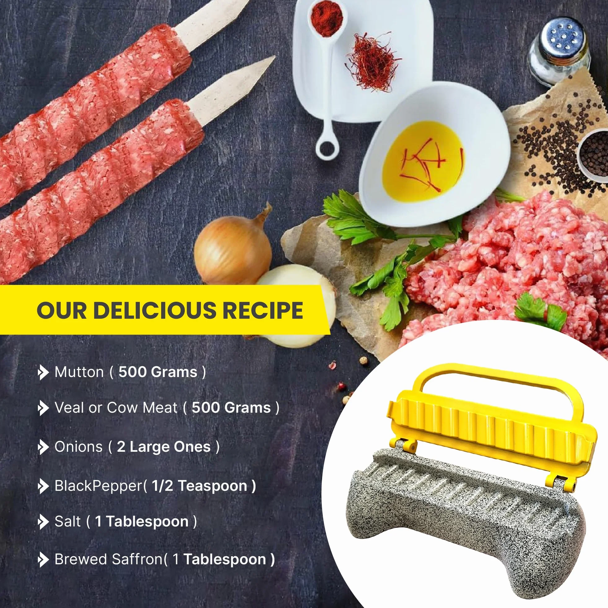 Ultimate Kebab Maker: Wytrzymałe aluminium z teflonem klasy spożywczej dla optymalnej higieny, przyjazny dla użytkownika szpikulec maszynowy, łatwe profesjonalnie wyglądające kebaby, niezbędne