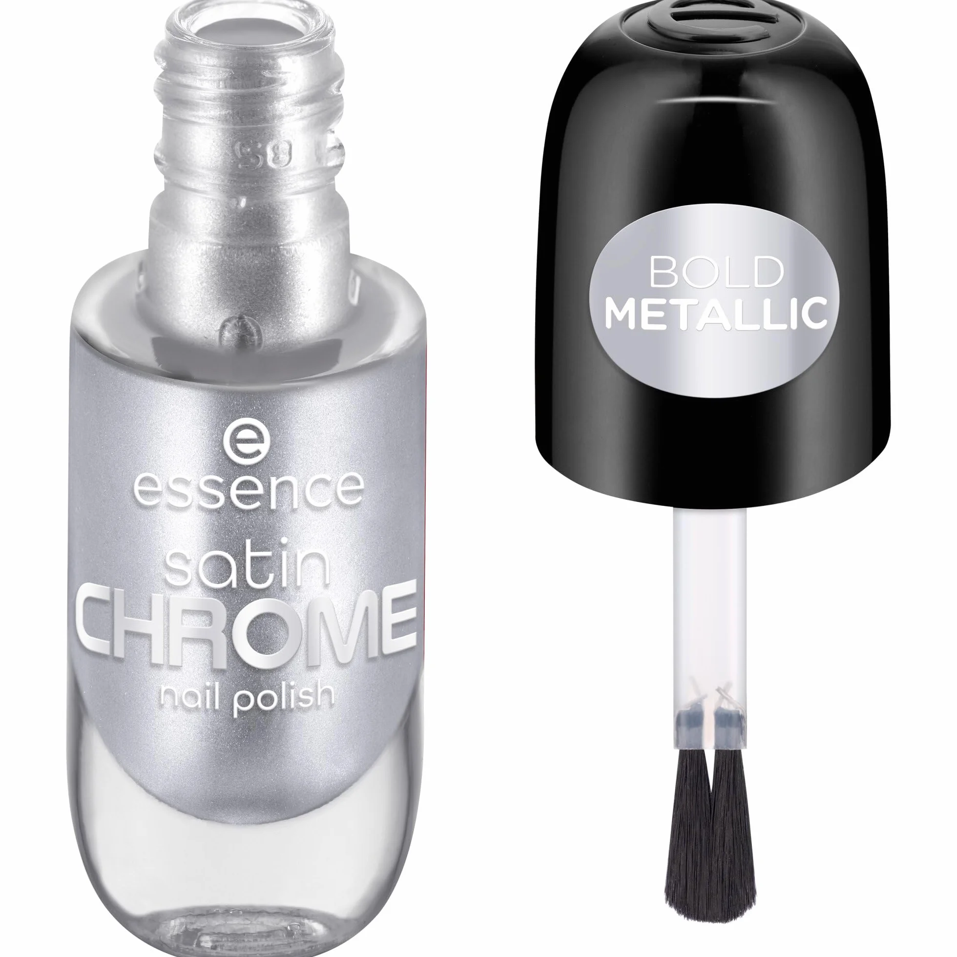 essence satynowy lakier do paznokci satin CHROME, pokrycie, wyraźny wynik, mocno napigmentowana/y, metaliczny (8ml)