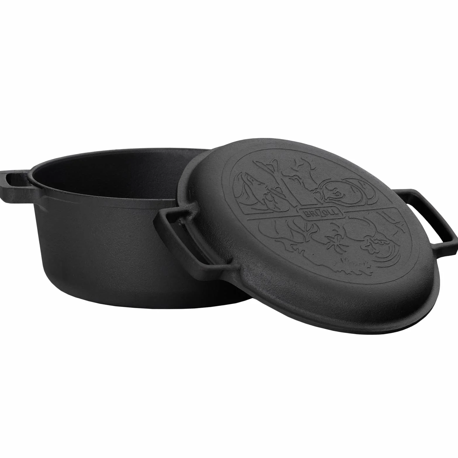 Garnek żeliwny 4 l typu Dutch Oven Ø 24 cm, z pokrywką patelnia 2 w 1, zestaw do pieczenia chleba, zupy, garnek do duszenia, podwójna funkcja, pokrywa/patelnia do smażenia do kuchni, na kemping