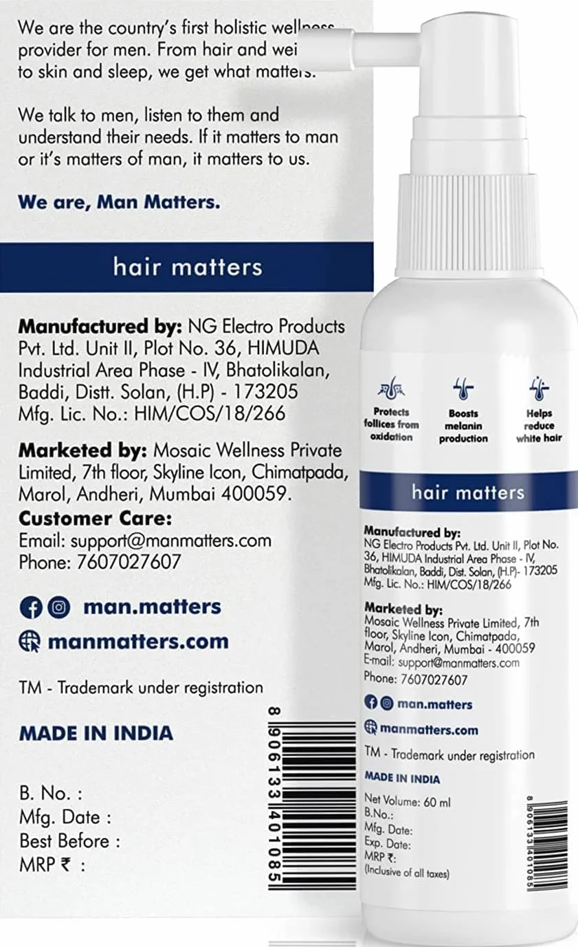 DarkMax Tonik do włosów i brody, 60 ml, 1% Darkenyl, zwiększa produkcję melaniny dla naturalnie pigmentowanych, zdrowych i błyszczących włosów, bez parabenów, bez silikonu
