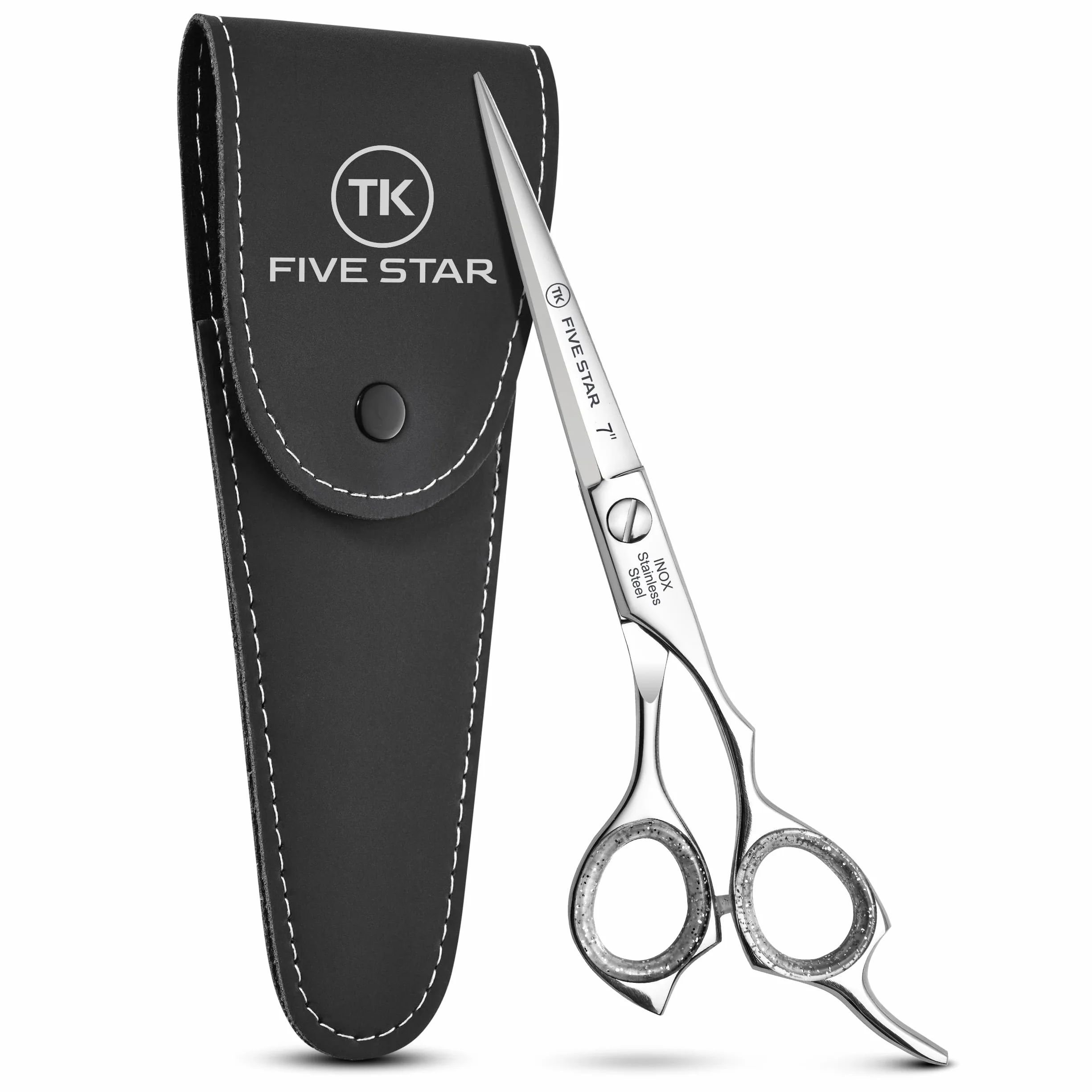 TK FIVE STAR Sigma profesjonalne nożyczki fryzjerskie Razor-Edge 7", nożyce do strzyżenia brody, nierdzewne dla kobiet, mężczyzn, fryzjerów, salonów fryzjerskich i dzieci, do mocnych i