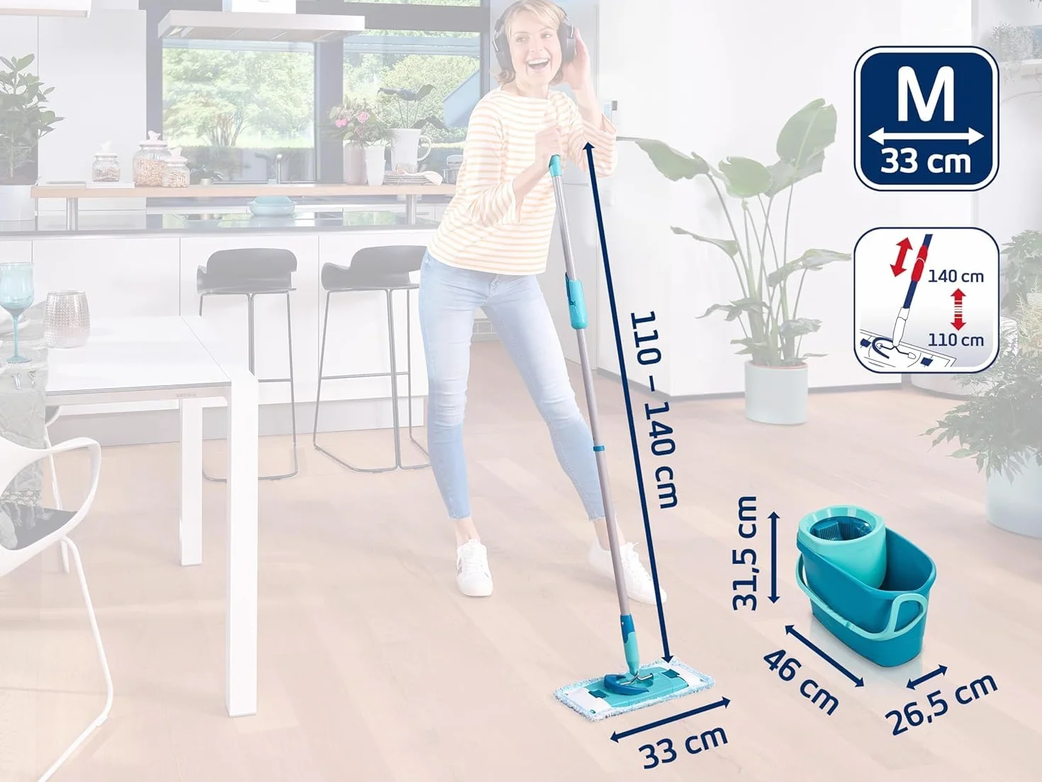Leifheit Zestaw CLEAN TWIST M Ergo 47 x 28 x 33 Turkusowy