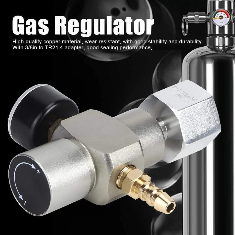 Adapter CO2 do, Mini Regulator ze stopu cynku Homebrew Beer Corny Keg 6acme-6g do 3/8-24unf, odpowiedni do systemów sodowych, wody gazowanej i akwariów