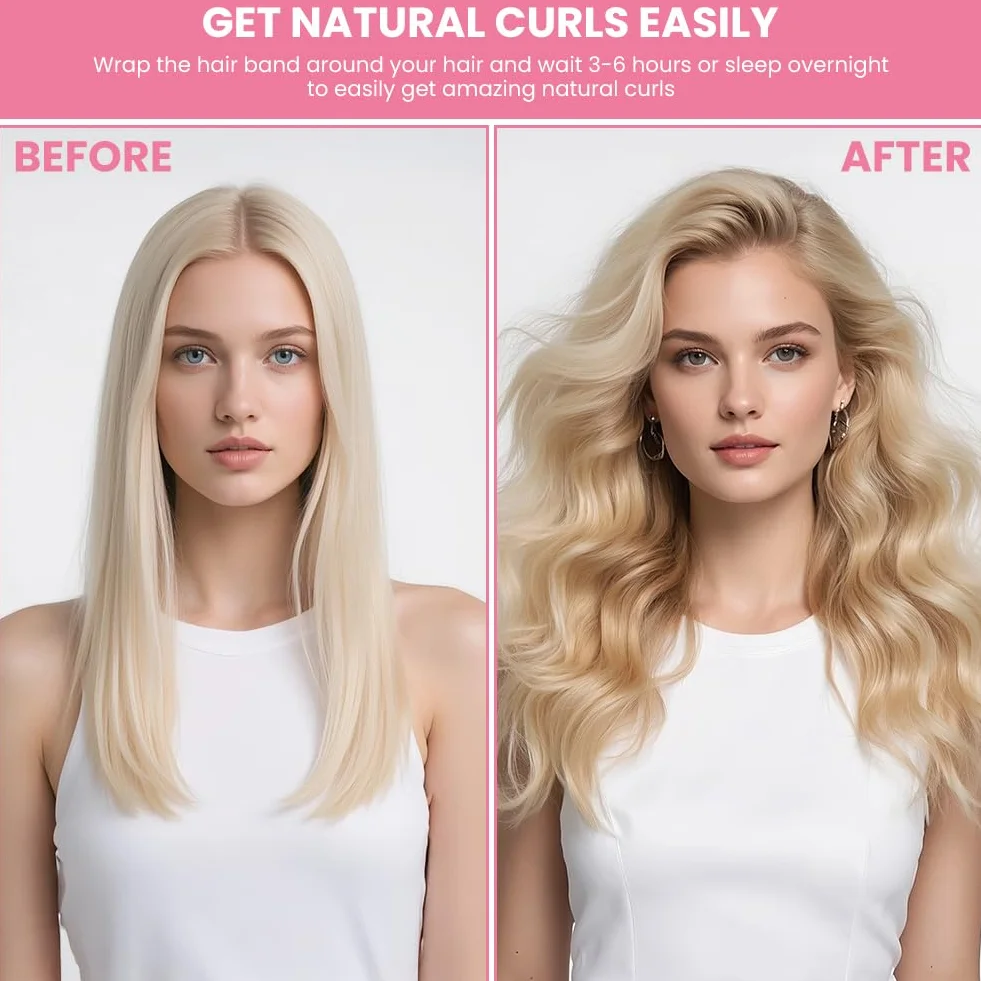 6 sztuk wałków do włosów na noc, aksamitne kręcenie włosów Heatless Overnight Curls, bez wysokiej temperatury, zestaw "zrób to sam", heatless curls do długich i średnich włosów (różowe)
