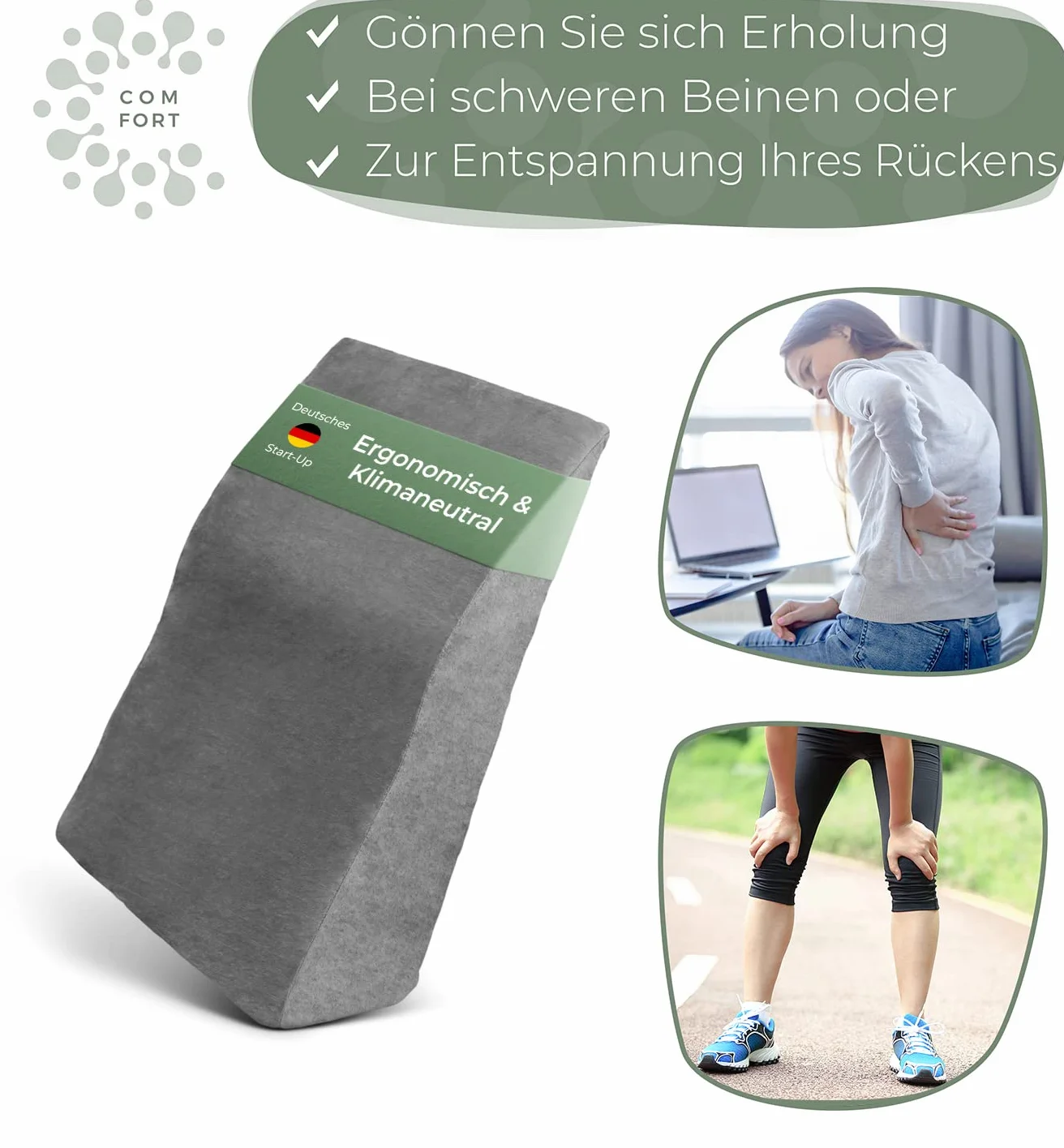 Ergonomiczna poduszka przeciwżylakowa do unoszenia nóg - podkładka pod nogi do unoszenia nóg - poduszka do unoszenia nóg - poduszka klinowa, poduszka wspornikowa dla nóg i kolan, idealna jako poduszka