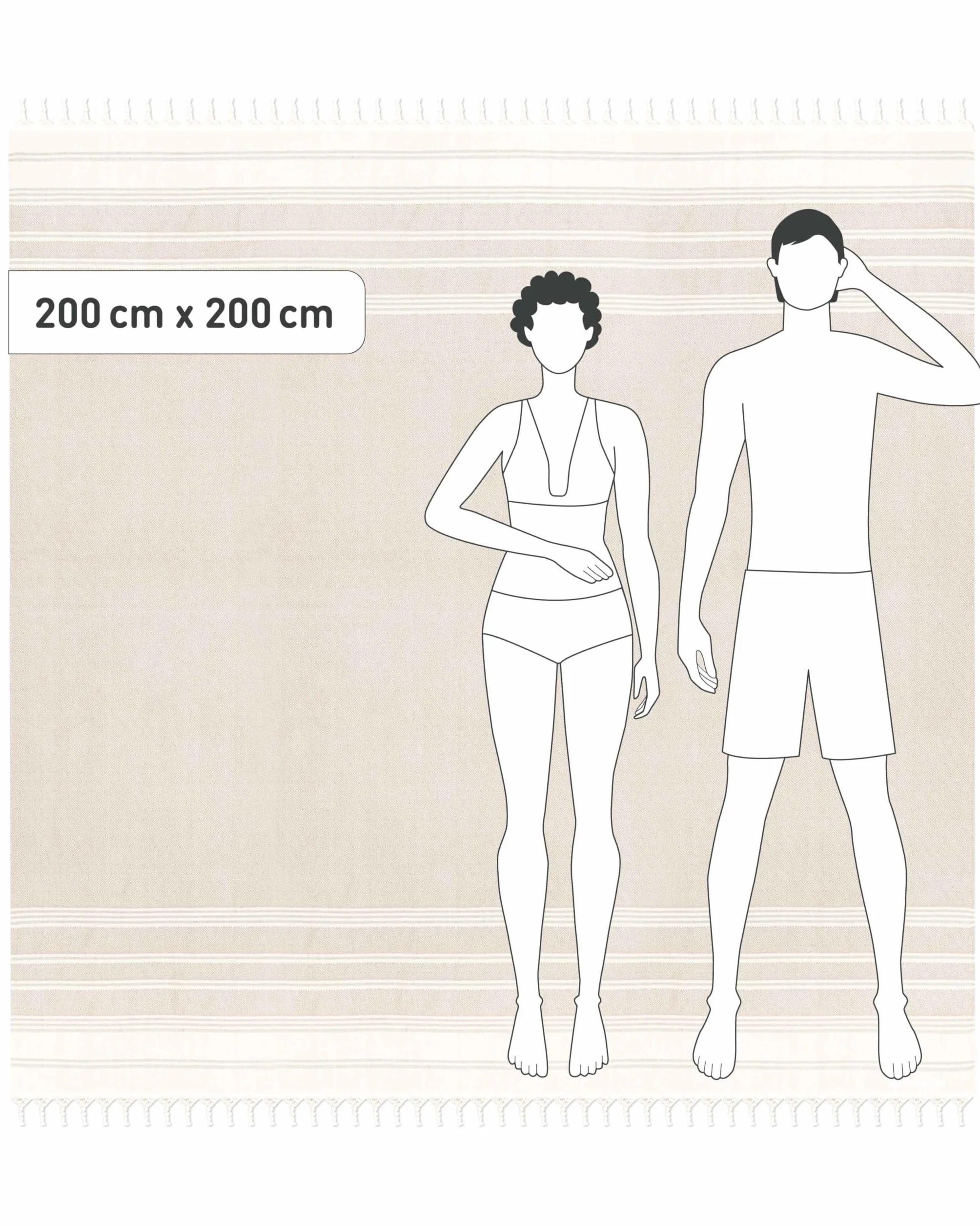 Fit-Flip Ręcznik hammam 200x200cm 100% bawełna szybkoschnący plażowy XXL
