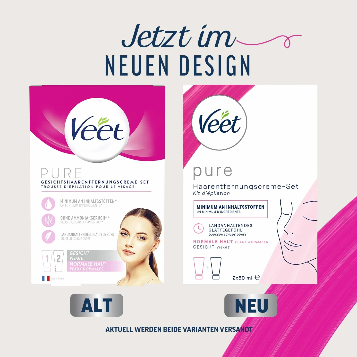 Veet Pure krem do depilacji twarzy – do górnej wargi, policzków i brwi, skóry normalnej – 50 ml kremu do depilacji, 50 ml krem pielęgnacyjny i szpatułka