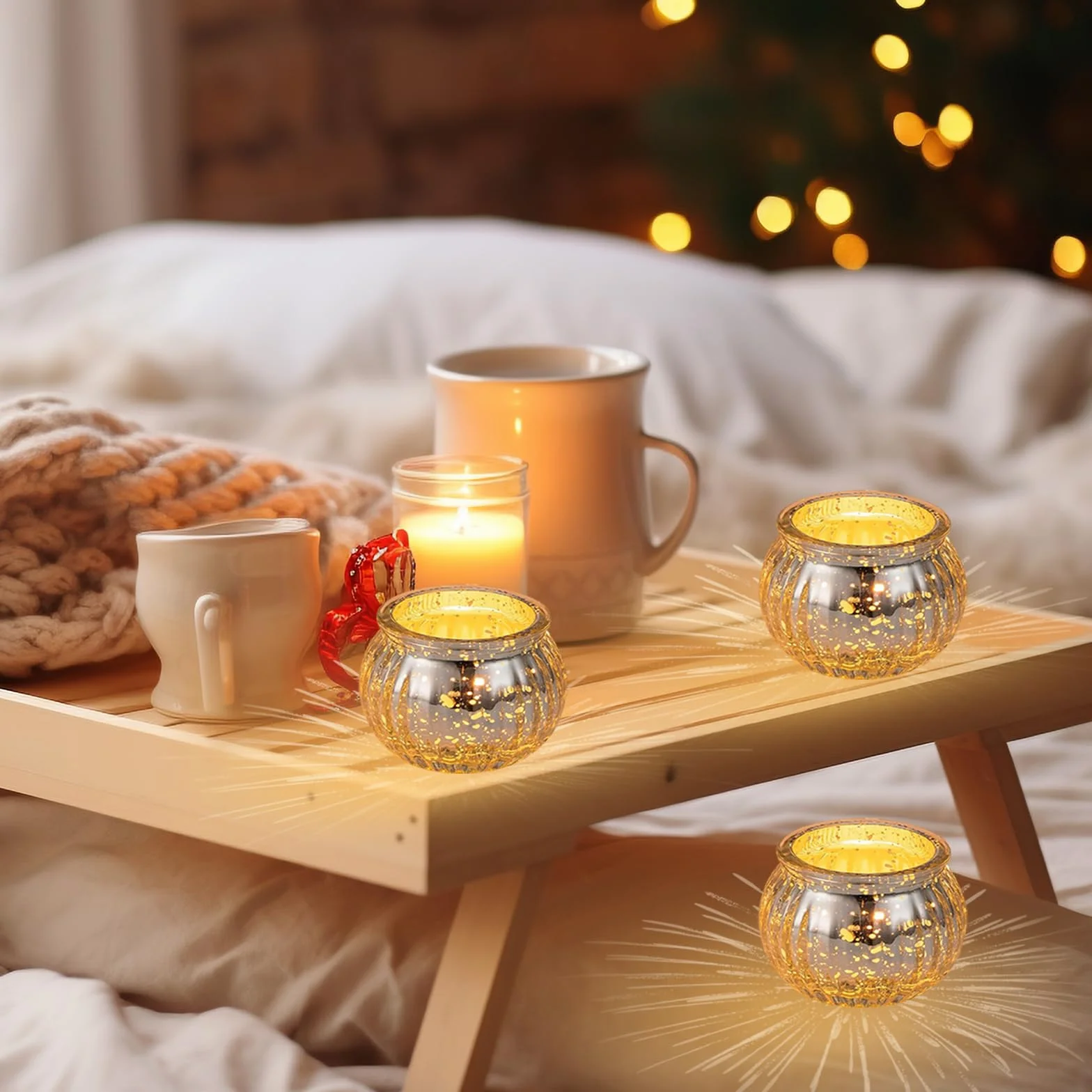Zestaw świeczników tealight 9 sztuk dekoracja stołu z latarnią