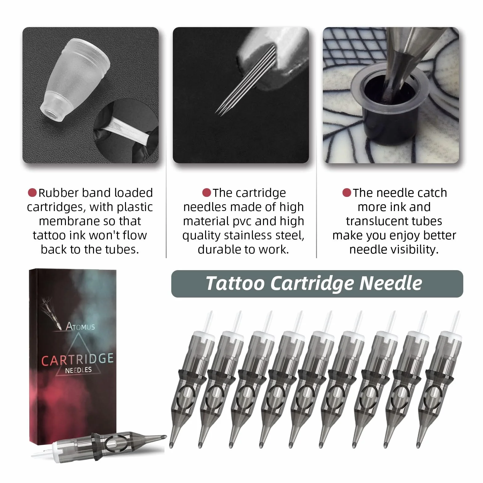 ATOMUS 30pcs Tattoo Cartridge Needles 1RL 3RL 5RL Tattoo Needles for Tattoo Pen Line Pattern Disposable Sterilized Tattoo Needle Round Liner for Pen Rotary Machine Tattoo Supplies
