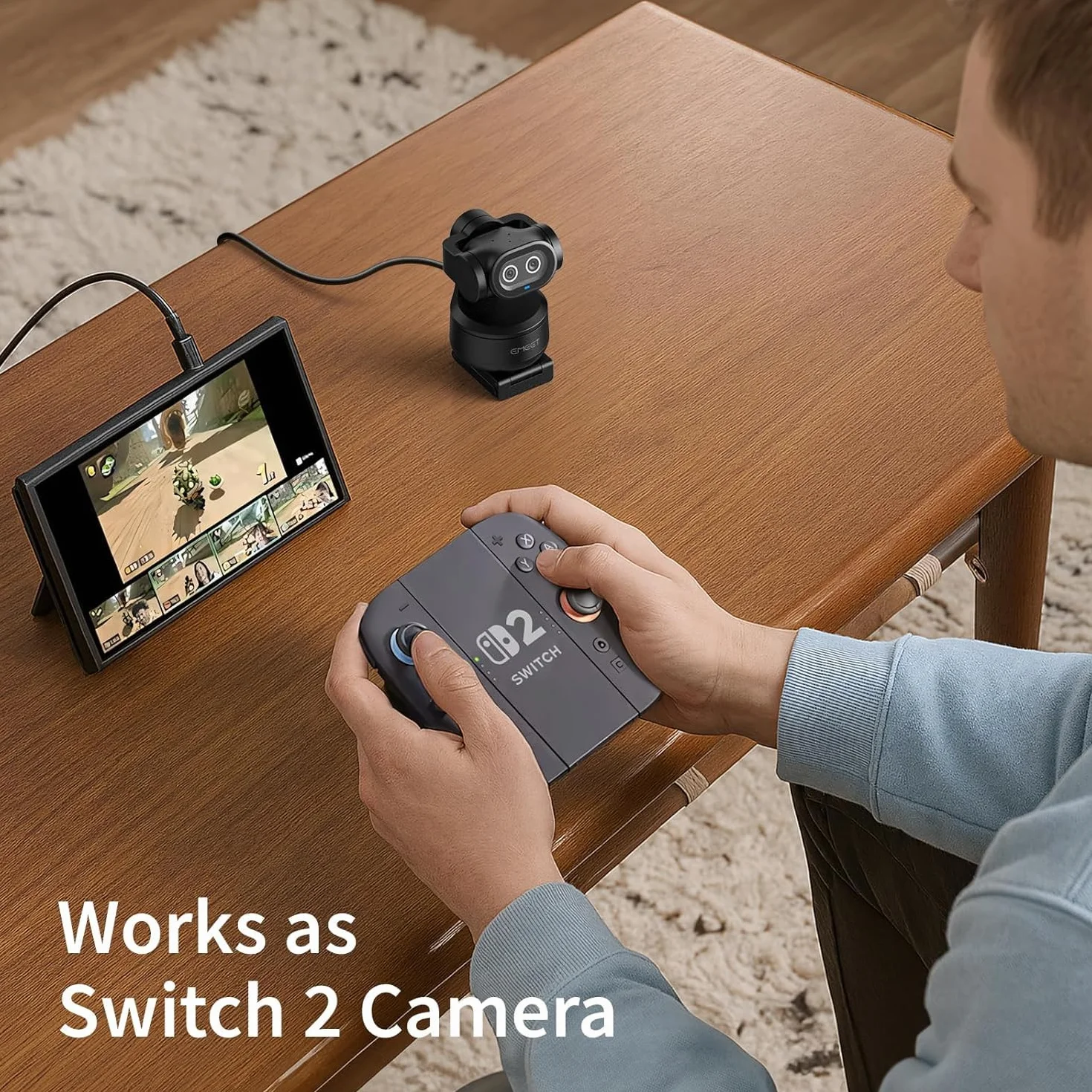 EMEET Kamera internetowa 4K Pixy z automatycznym śledzeniem – małe śledzenie, sterowanie gestami, układ 3 mikrofonów do wyraźnych rozmów wideo i przesyłania strumieniowego