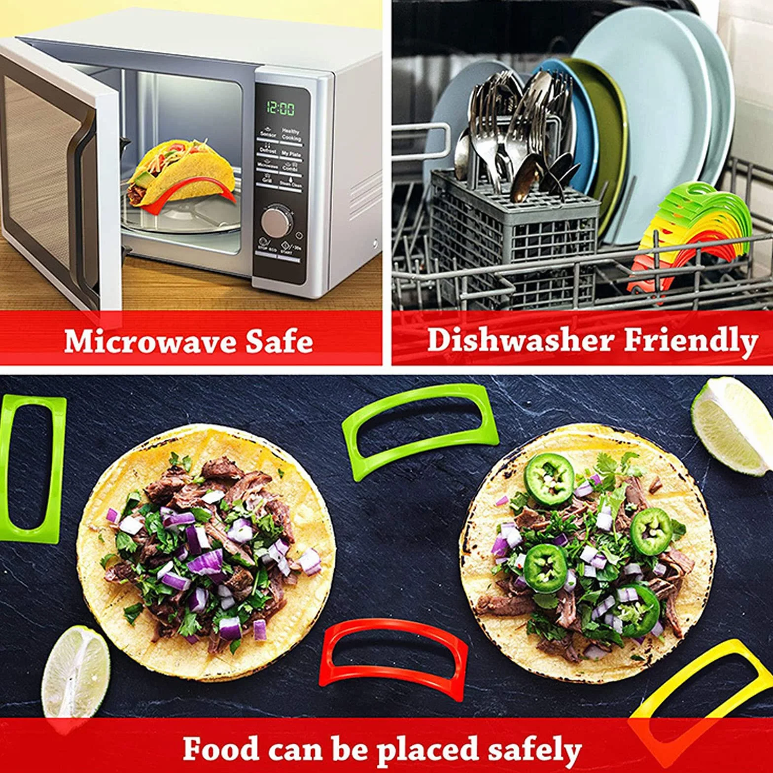 Zestaw 12 uchwytów taco z tworzywa ABS do gotowania i przechowywania