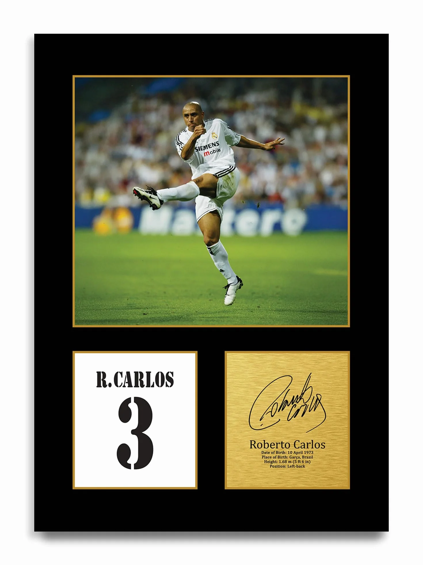 HWC Trading Roberto Carlos Real Madrid Zdjęcie Z Autografem A4 Drukowanie