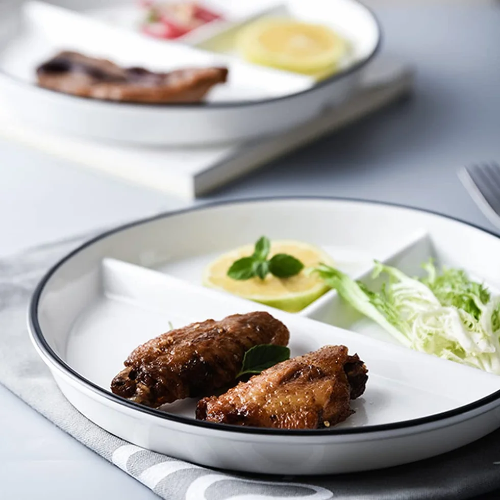 talerze porcelanowe podzielone talerze talerze przedział dla dorosłych dieta talerze stołowe Talerze do sałatek