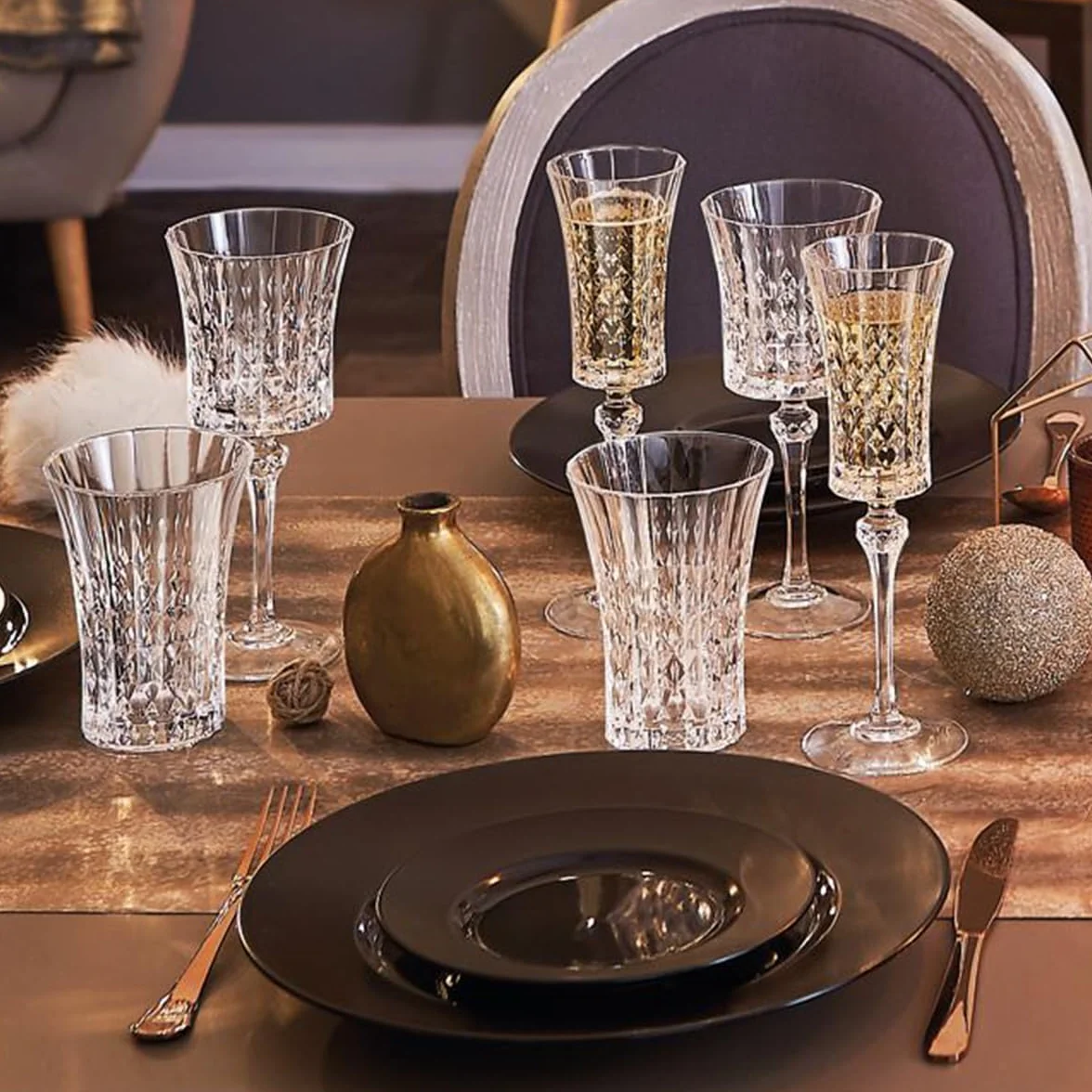 Cristal d'Arques Paris - Kolekcja Lady Diamond - 6 fletów 15 cl - Błyszczący, przezroczystość i wysoka wytrzymałość - Wyprodukowano we Francji - Wzmocnione opakowanie, odpowiednie do sprzedaży online