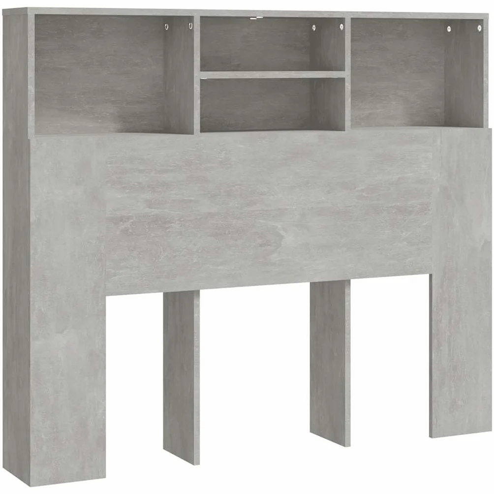 vidaXL Wezgłowie łóżka z półkami szarość betonu 120x19x103,5 cm