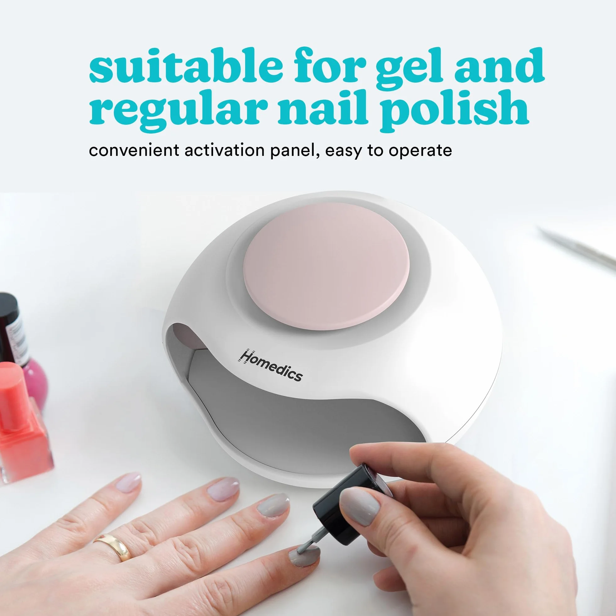 Homedics Suszarka do paznokci 2 w 1, lampa UV do paznokci, szybka i łatwa w użyciu, eleganckie wykończenie w ciągu kilku minut do manicure i pedicure, nadaje się do stosowania z lakierem żelowym,