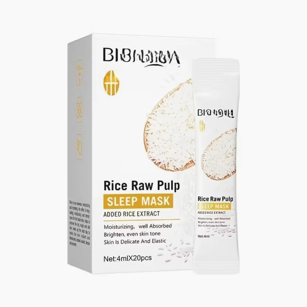 Biqua Rice Night Mask (20 sztuk) - Nawilżająca i rozjaśniająca pielęgnacja twarzy K-Beauty Korean | Korean Skincare Przeciwzmarszczkowa maska nawilżająca dla miękkiej i jasnej skóry - Kbeauty 100%