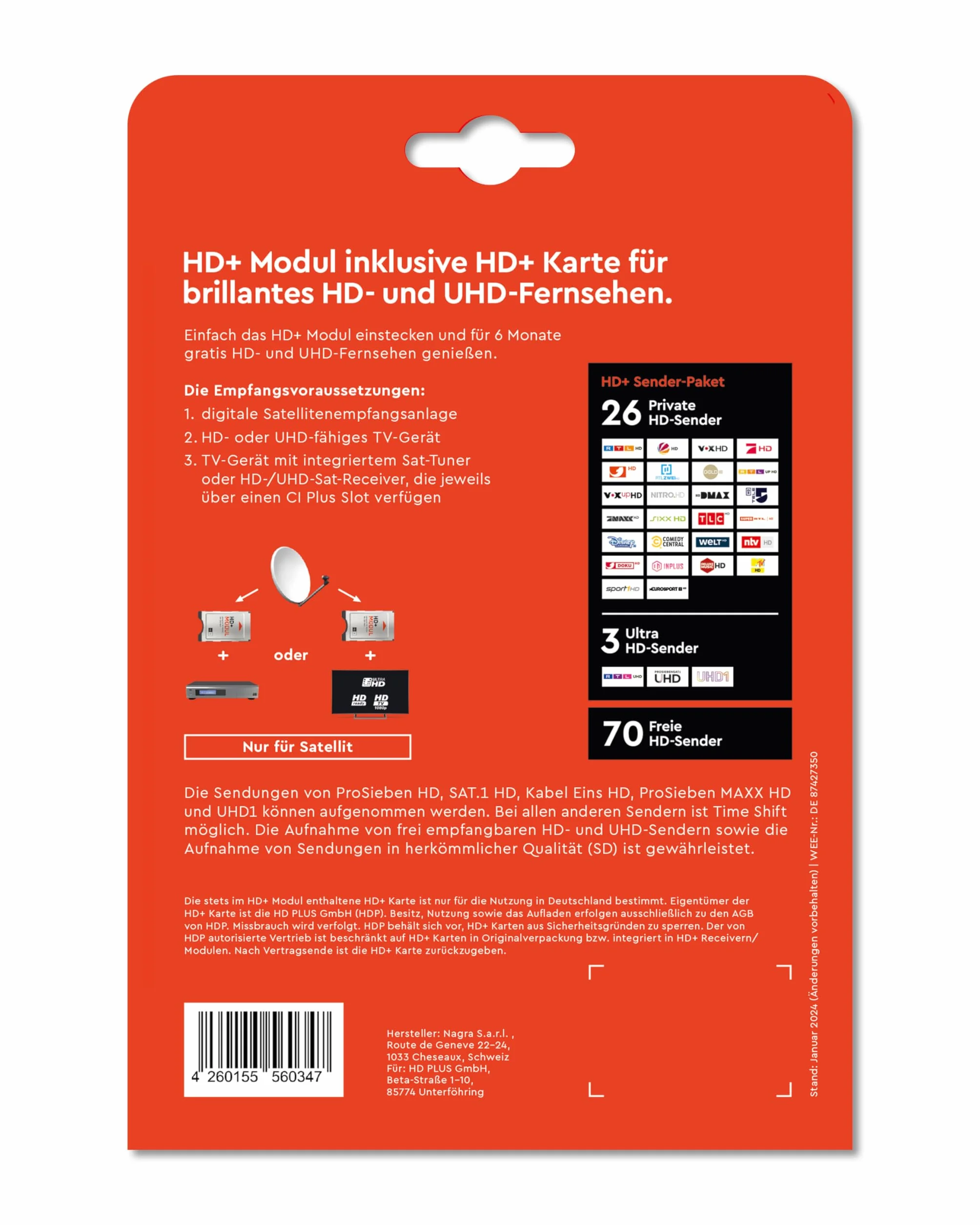 Moduł HD+ wraz z pakietem nadajnika HD+ na 6 miesięcy gratis