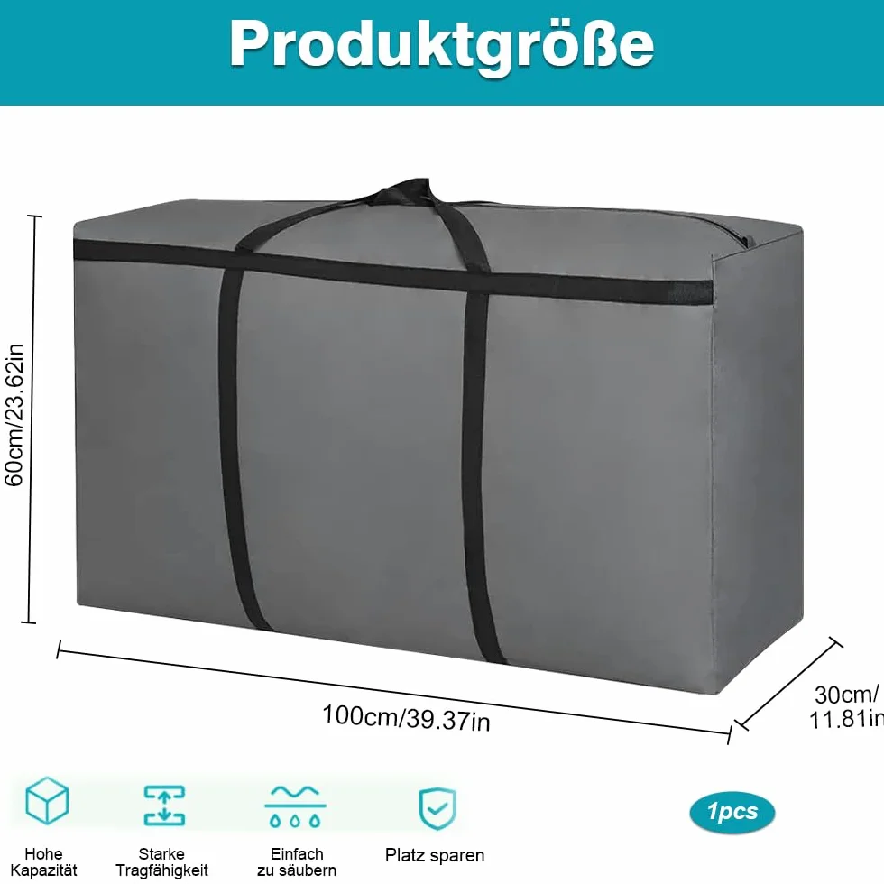 Torba do przechowywania 180 l Oxford 600D kempingowa podróżna szara