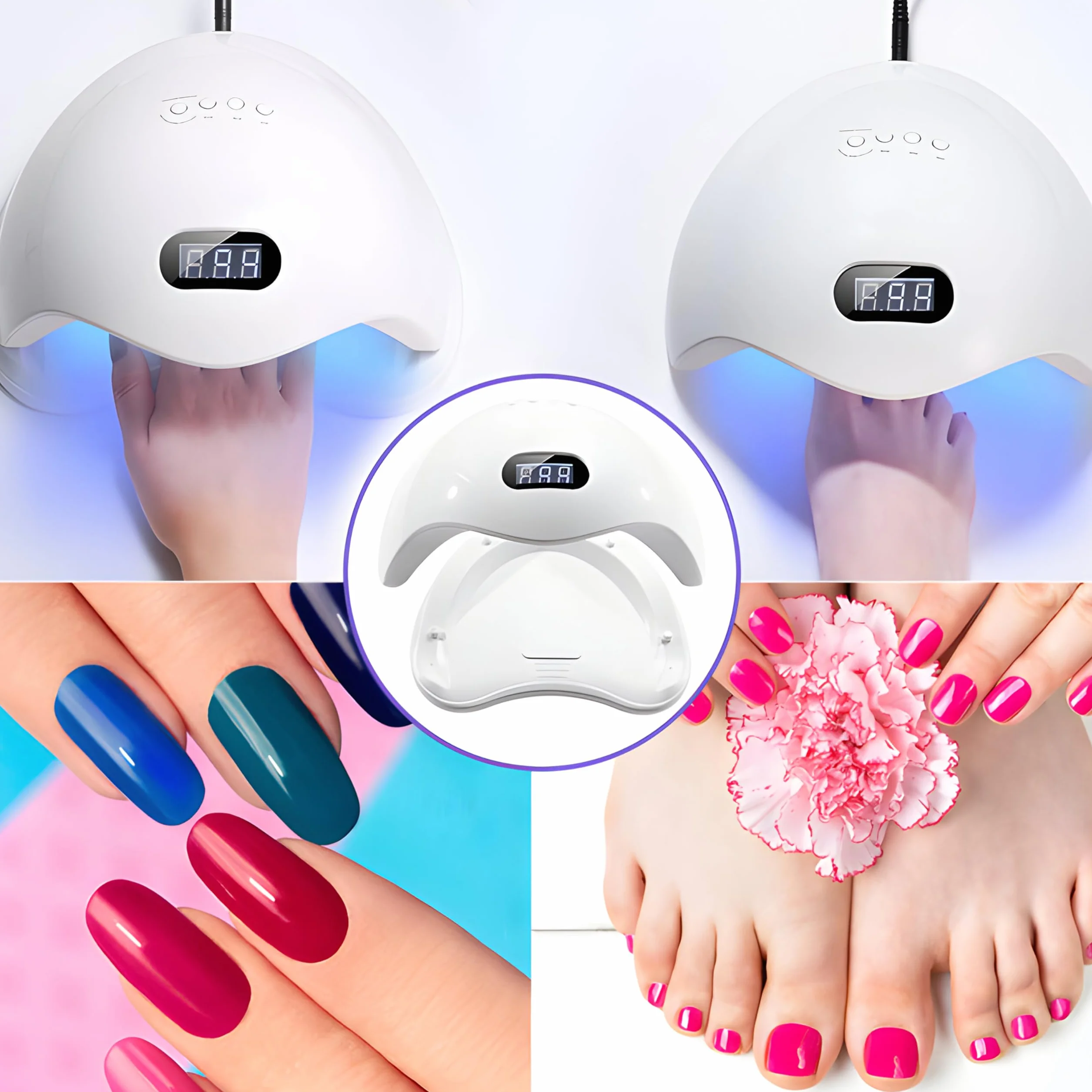 Retoo Suszarka do paznokci 48 W z timerem, wyświetlaczem LCD, czujnikiem podczerwieni, lampa LED UV do paznokci, lampa do paznokci, narzędzie do utwardzania paznokci żelowych