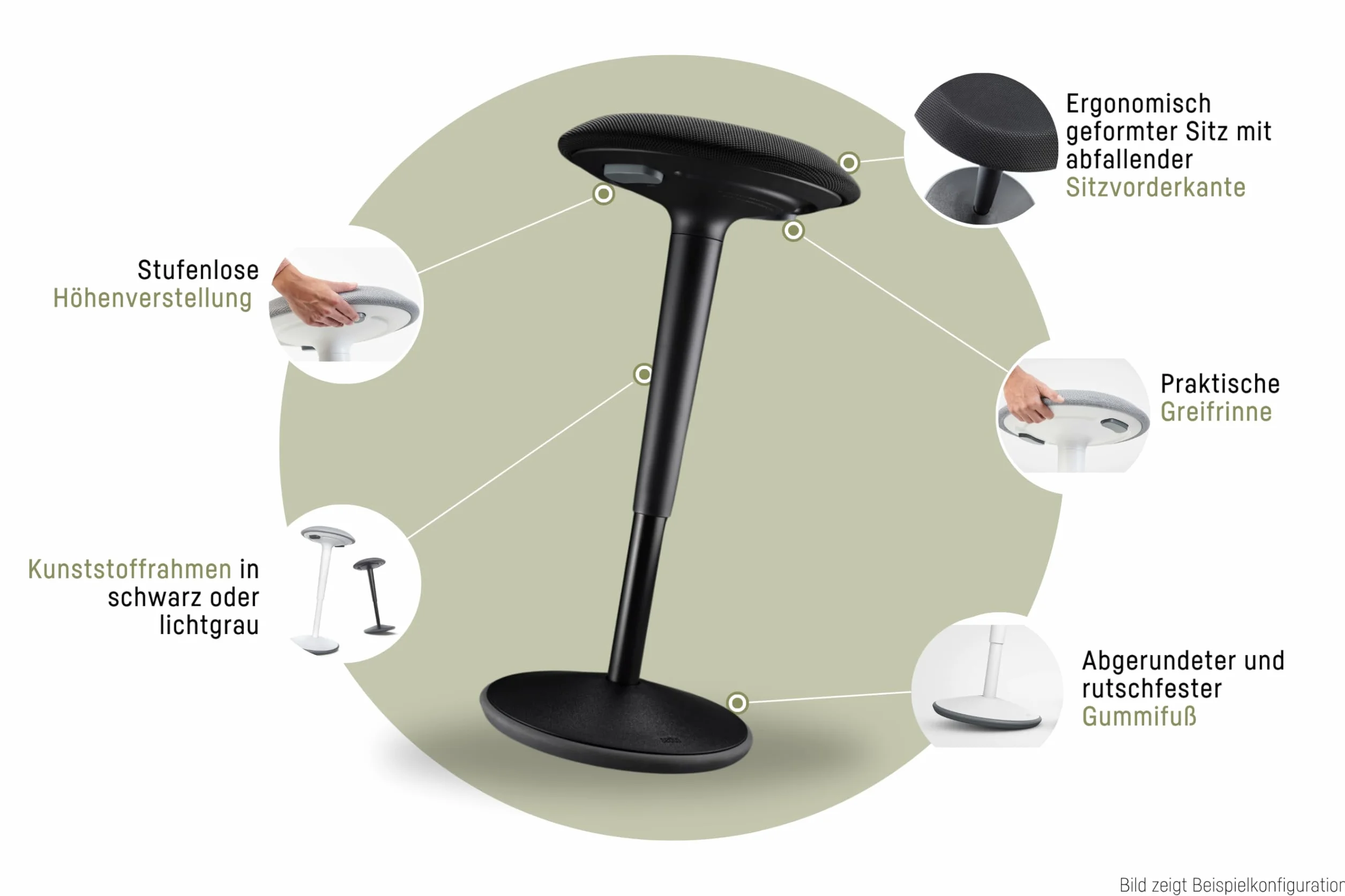 Sedus Se:fit, ergonomiczny taboret, stołek stojący, pomoc w stanie, niebieski, szary, tworzywo sztuczne, gumowa podstawa, 53-80 cm, regulacja wysokości