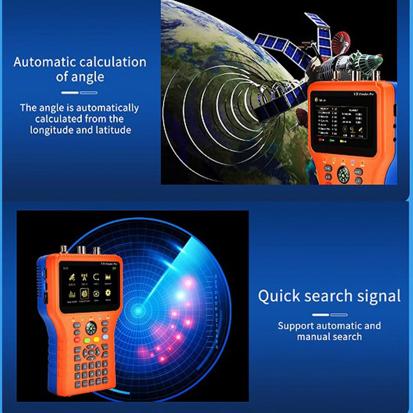4.3 Calowy Ekran LCD Antena Satelitarna Lokalizator Sygnału V8 FINDER PRO FTA DVB S2 S2X Miernik Sygnału z funkcją Kompasu (Wtyczka UE)