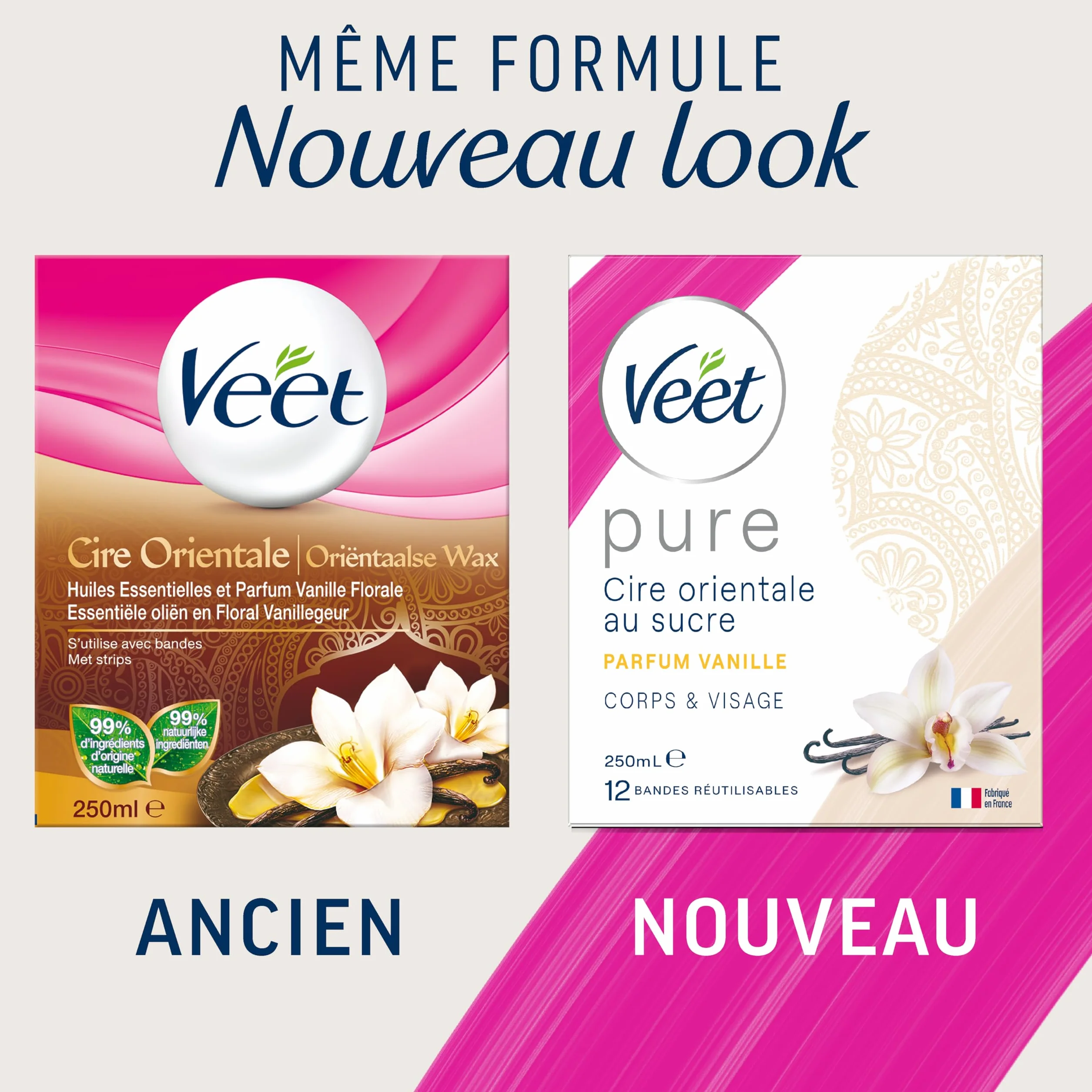 Veet PURE - Gorący wosk z cukrem i wanilią - depilacja bez pasków, wanilia, 250 ml
